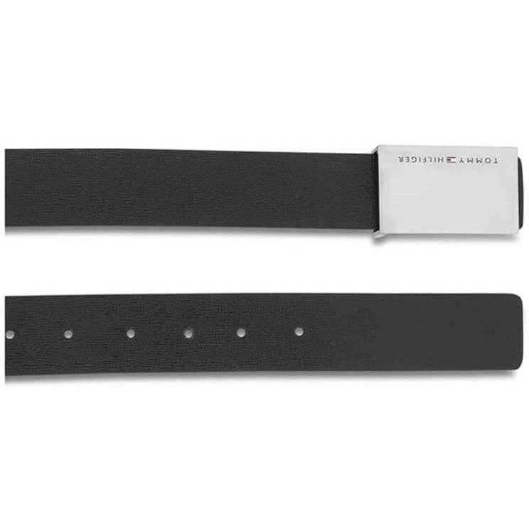 Tommy Hilfiger Men's Leather Belt (Pack on 1) (TH/AMOSREV0107M 90 cm_Black/Grey_M-90 cm)