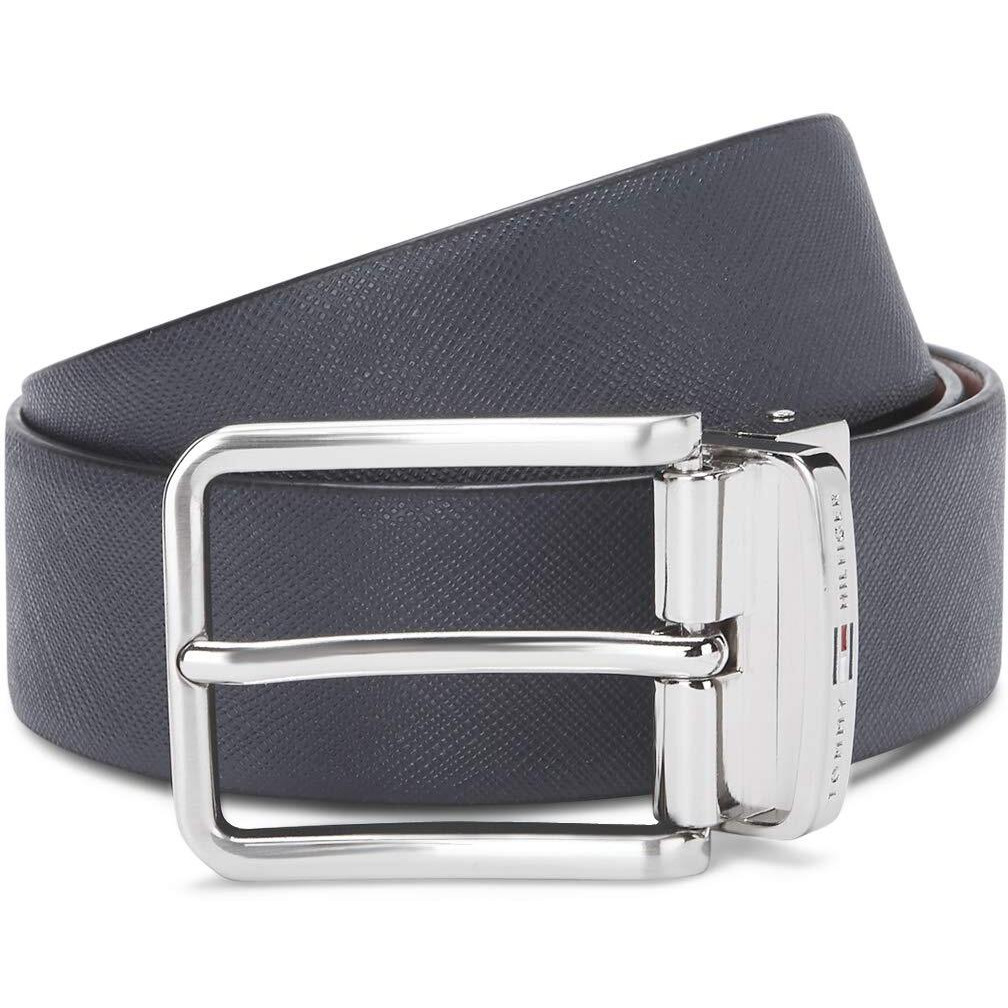 Tommy Hilfiger Men's Leather Belt (Th/Talladegarev0823Mcr_Navy/Tan_90 cm)