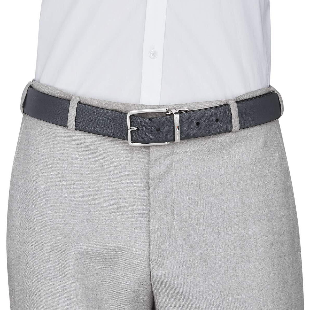Tommy Hilfiger Men's Leather Belt (Th/Talladegarev0823Mcr_Navy/Tan_90 cm)