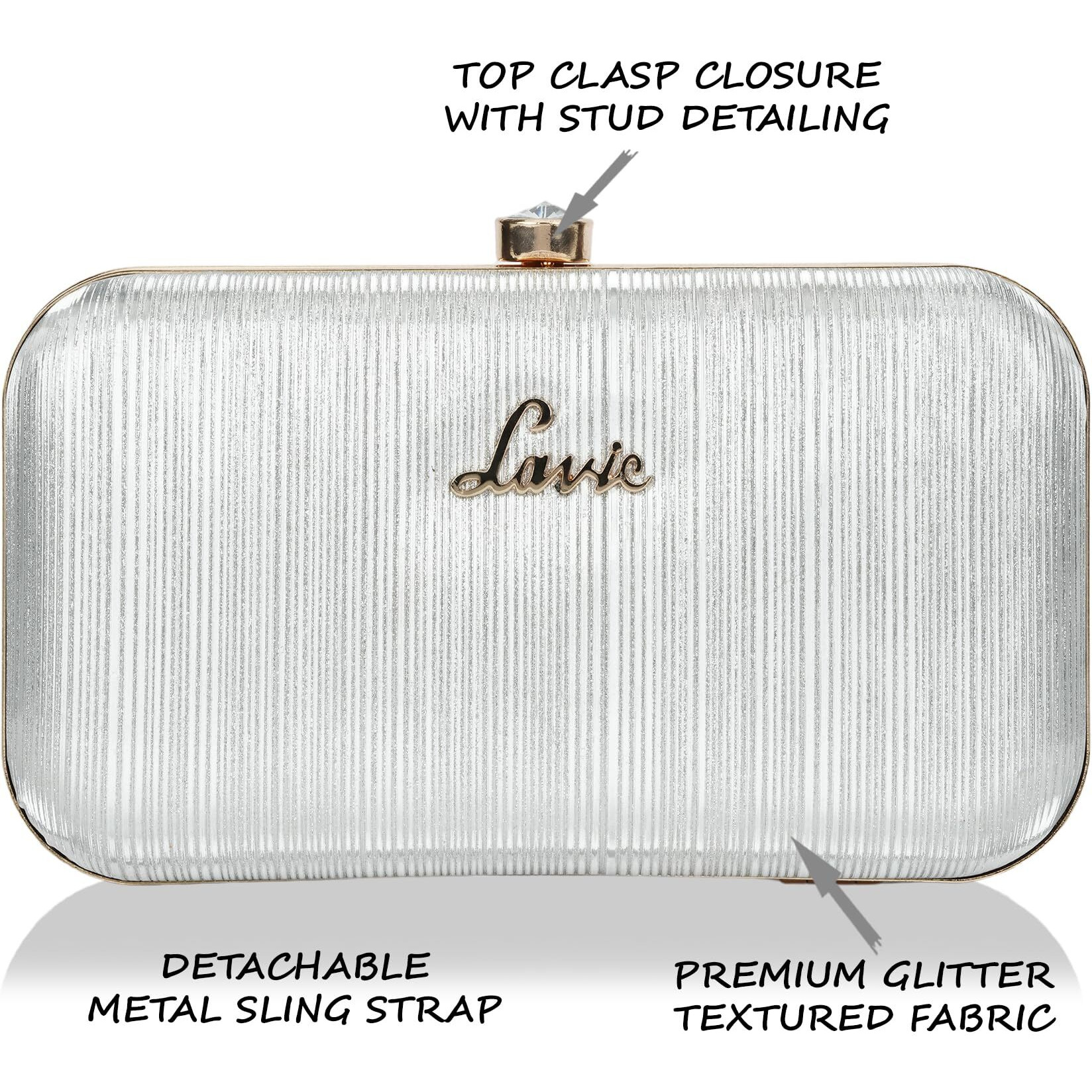 Lavie Women's Shimmer Oval Frame Clutch | Ladies Purse Handbag