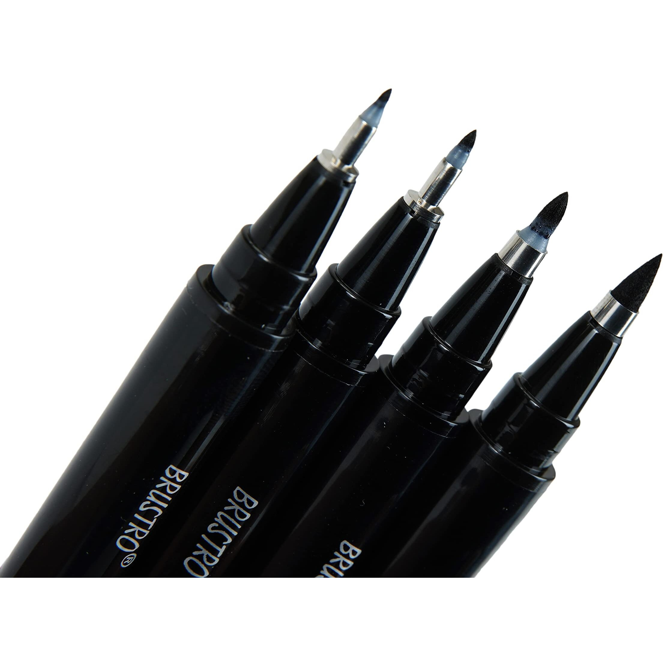 Brustro Fude Hard-tip Black Ink Calligraphy Brush Pen Set of 4. (Extra-fine/Fine/Medium/Bold)