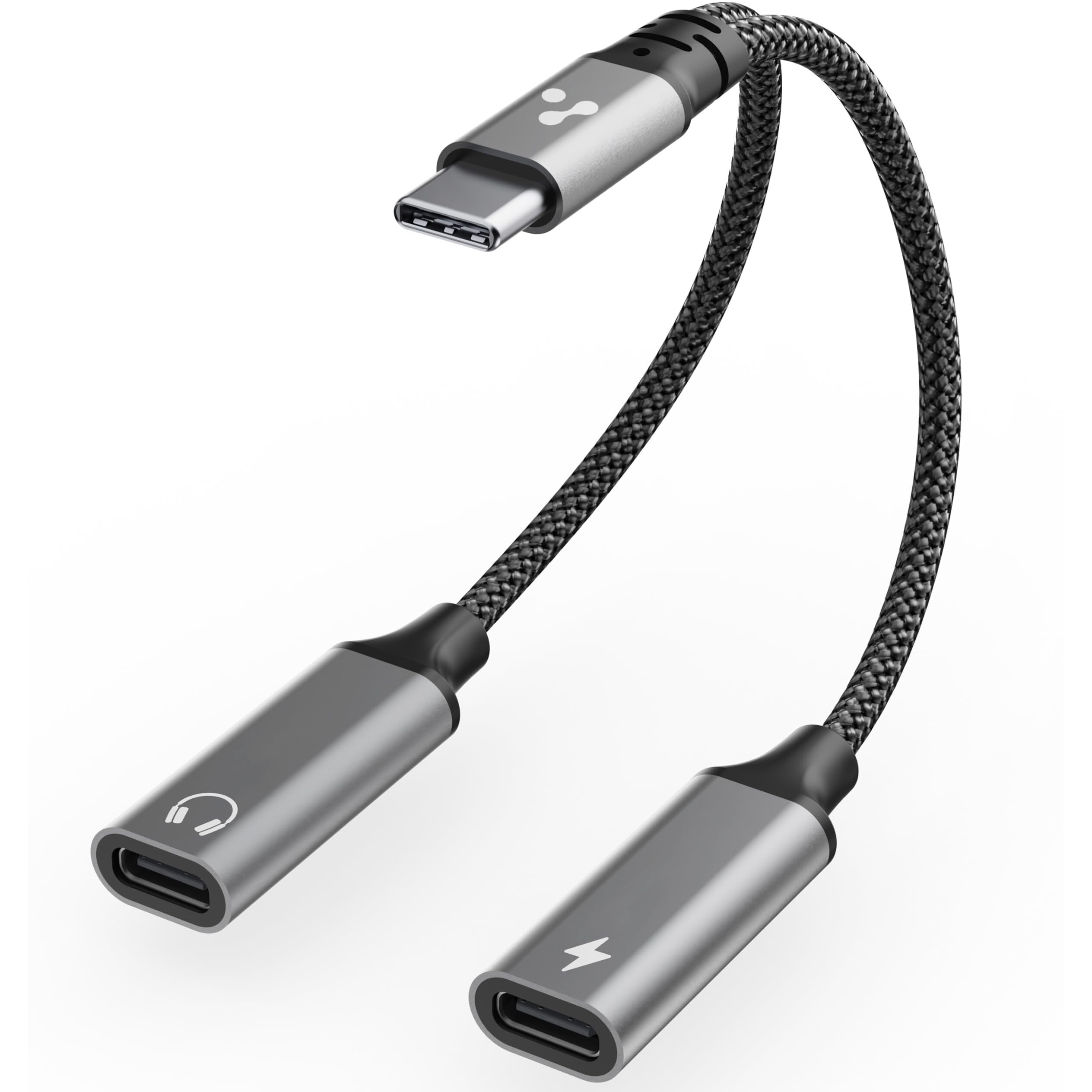 Ambrane 2 in 1 Type C to Type C Audio & Charging Connector, Perfect for Playing Music/Gaming while Charging For All Type C Devices, Android, iPhone 16/15/Plus/Pro/Max, Macbook, Laptop (AOTG-CC1,Black)