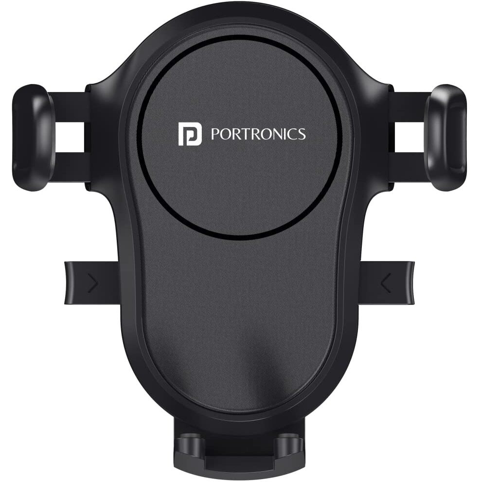 Portronics Clamp Y Adjustable Air Vent Mobile Holder for Car with 360 Rotational, One Click Release Button, Compatible with 4 to 6 inch Devices(Black)