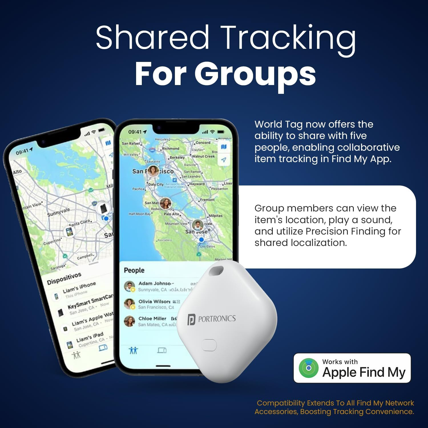 Portronics Worldtag Item finder With Upto 1 Year Battery Life, Bluetooth Tracker,MFi Certified, Item Locater for Keys, Wallets, Luggage, Pets, Gadgets etc,Only iOS Compatible With Apple Find My App