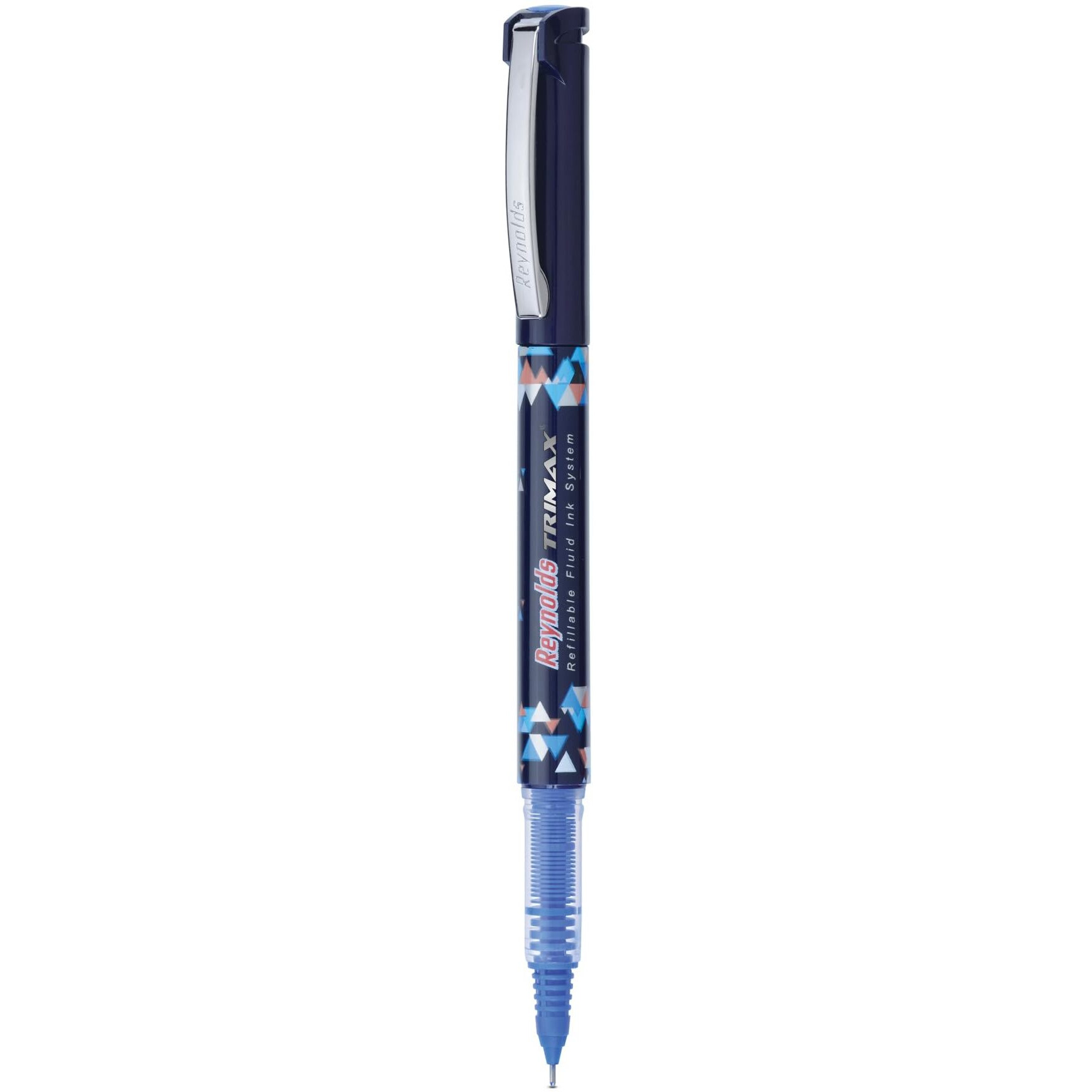 Reynolds TRIMAX RollerBall Pen SET - 5 PENS BLUE | ROLLER BALL PEN FOR WRITING | PEN FOR STUDENTS & OFFICE STATIONERY | 0.5 mm TIP SIZE