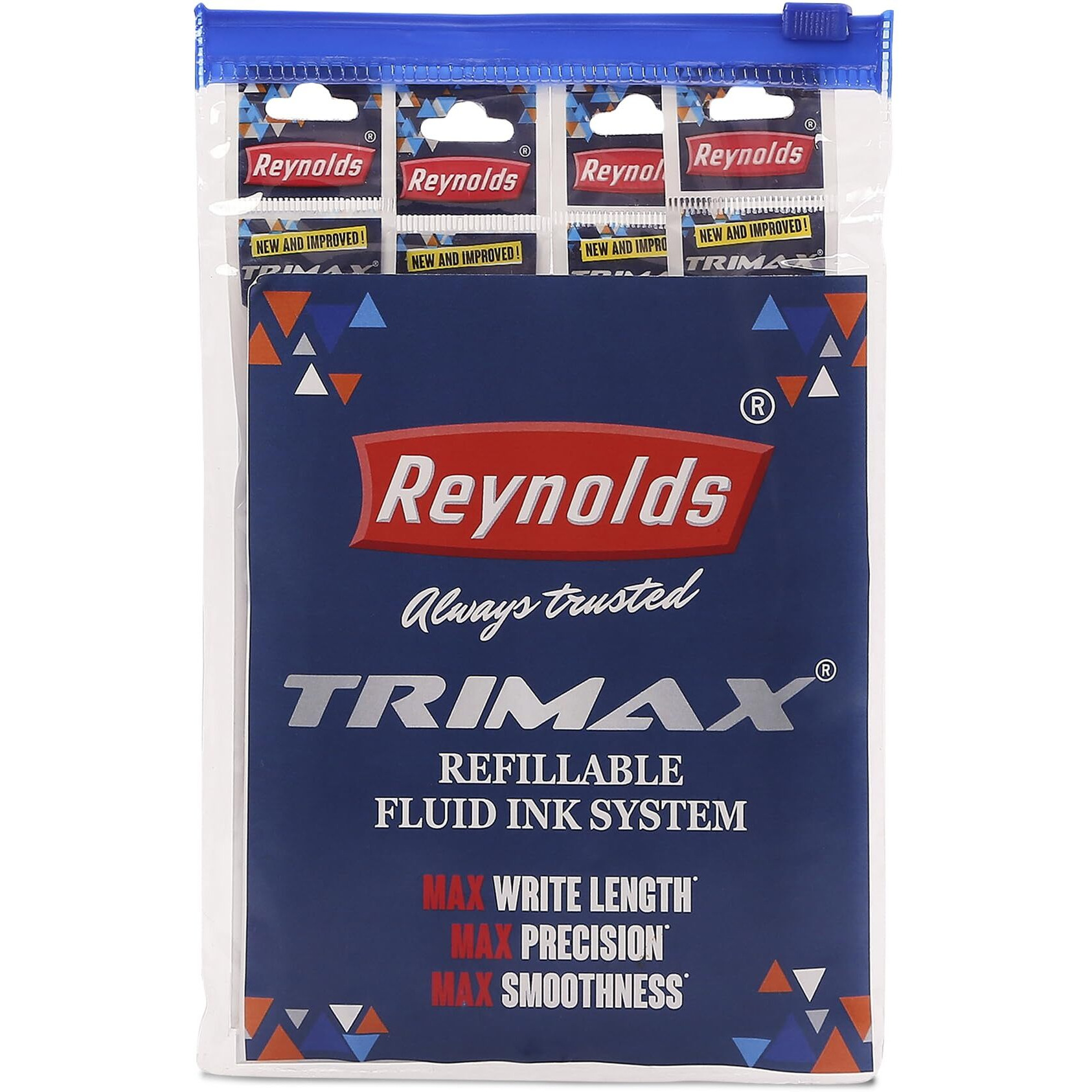 Reynolds TRIMAX ROLLERBALL Pen Refills SET - 4 REFILLS SET|ROLLER BALL PENS FOR WRITING | PEN FOR STUDENTS & OFFICE STATIONERY | 0.5 mm TIP SIZE
