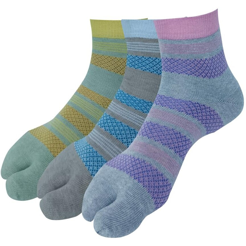 Allen Solly Women's Cotton Quarter Length Thumb Socks (Pack of 3) Pista Melange, Light Brown Melange, Light grey Melange
