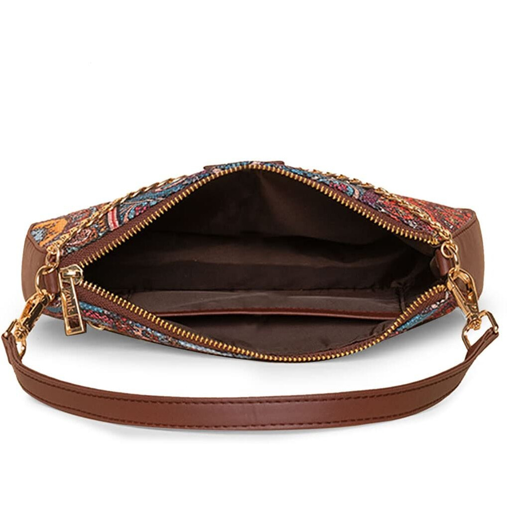 ZOUK Mandala Printed Women's Handcrafted Vegan Leather Multicolor Casual Mini Shoulder Bag