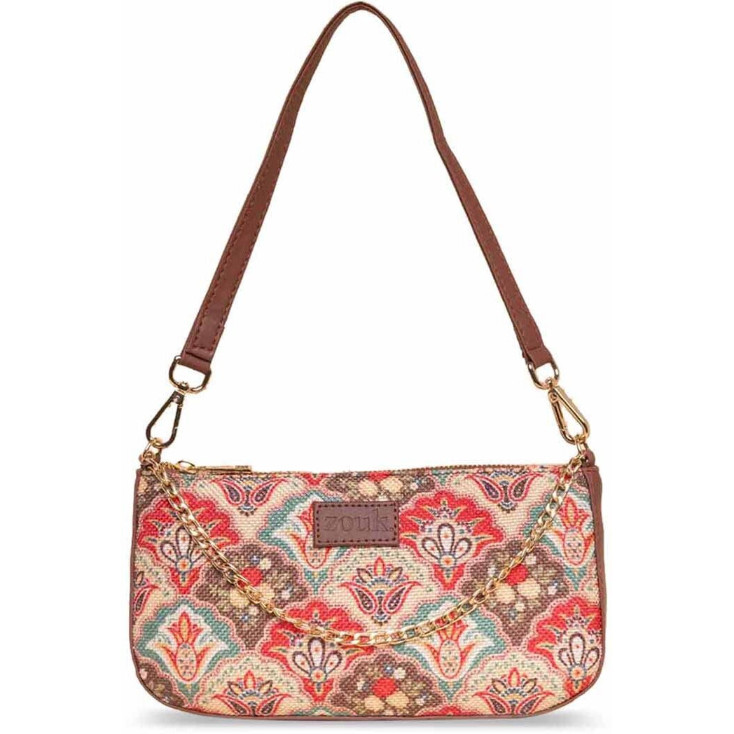 ZOUK Motif Printed Women's Handcrafted Vegan Leather Multicolor Casual Mini Shoulder Bag