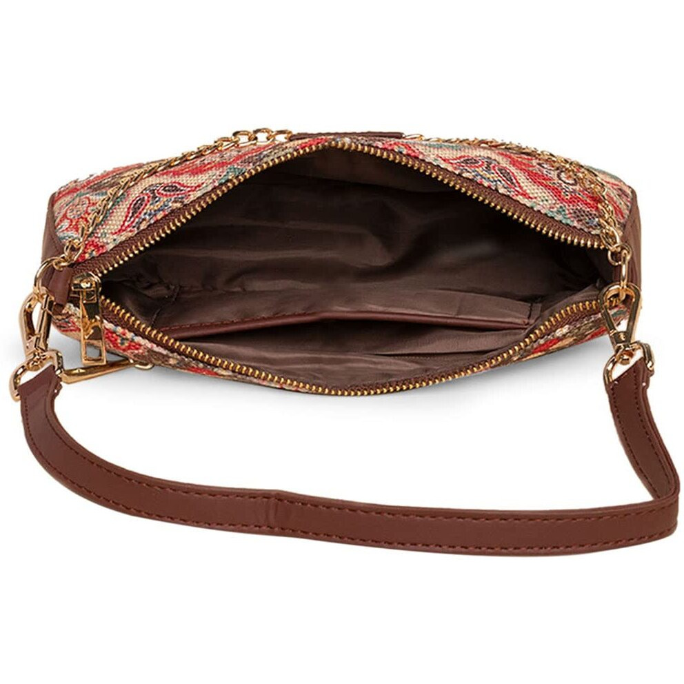 ZOUK Motif Printed Women's Handcrafted Vegan Leather Multicolor Casual Mini Shoulder Bag