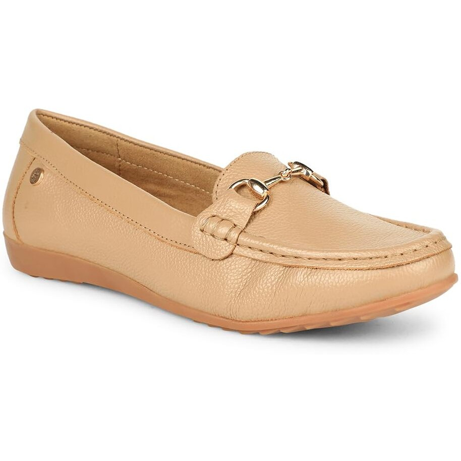 Hush Puppies Womens Maci Trim Beige Moccasin - 7 UK (5558228070)
