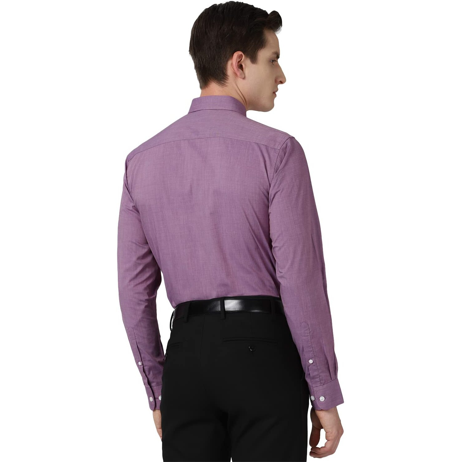 Peter England Men's Solid Regular Fit Shirt (PESFONUB411436_Purple 42)