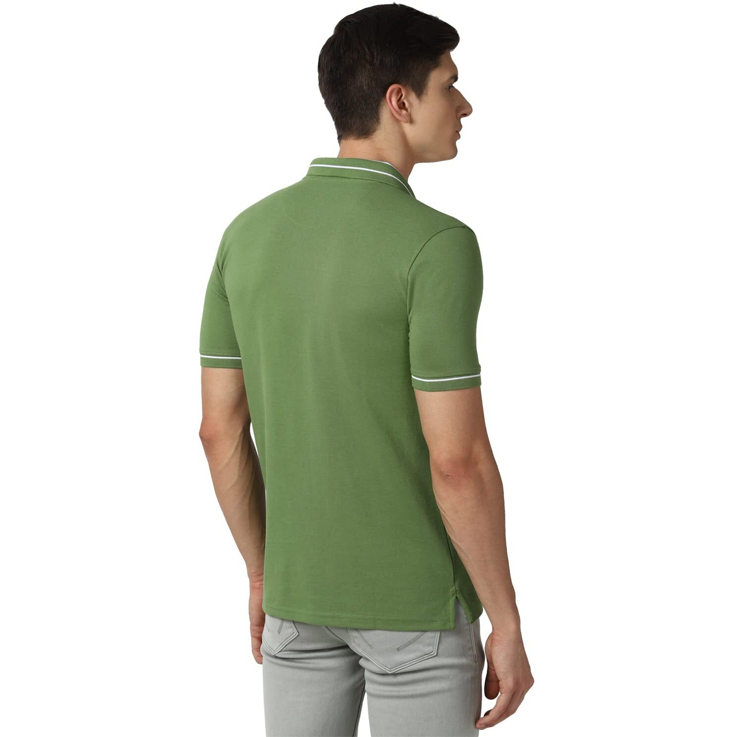 Peter England Men's Regular Fit Branded Insignia Half Sleeve Polo T-Shirt | Cotton Rich | Premium Pique Weave Green