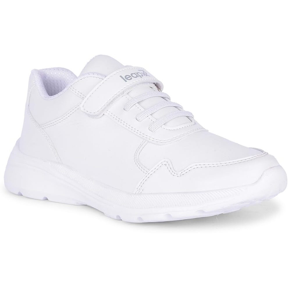 Liberty Leap7x SCHLPRO-3 Uniform School Shoes for Kids with EVA Sole | PU Upper Quick-Wear Velcro Closure | Stylish & Lightweight | Comfortable Footbed | Memory Foam Insole (White - 3 UK)