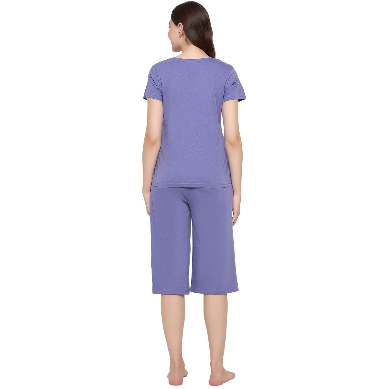 Clovia Night Suits for Women, Night Dresses for Women, Capri Night Suit for Women, Women Night Suit Set, Night Wear for Women, Lounge Wear Set for Women - Top & Capri Set (Blue - Graphic, 2XL)