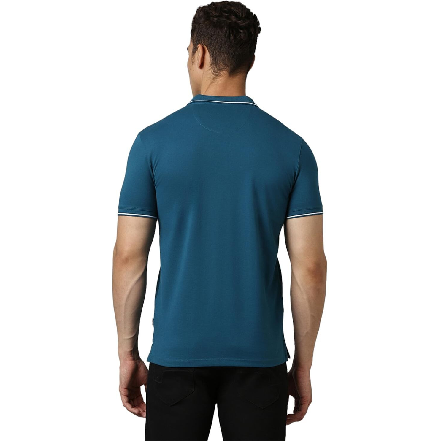 Louis Philippe Men's Solid Slim Fit T-Shirt (LRKPNSLF923179_Turquoise