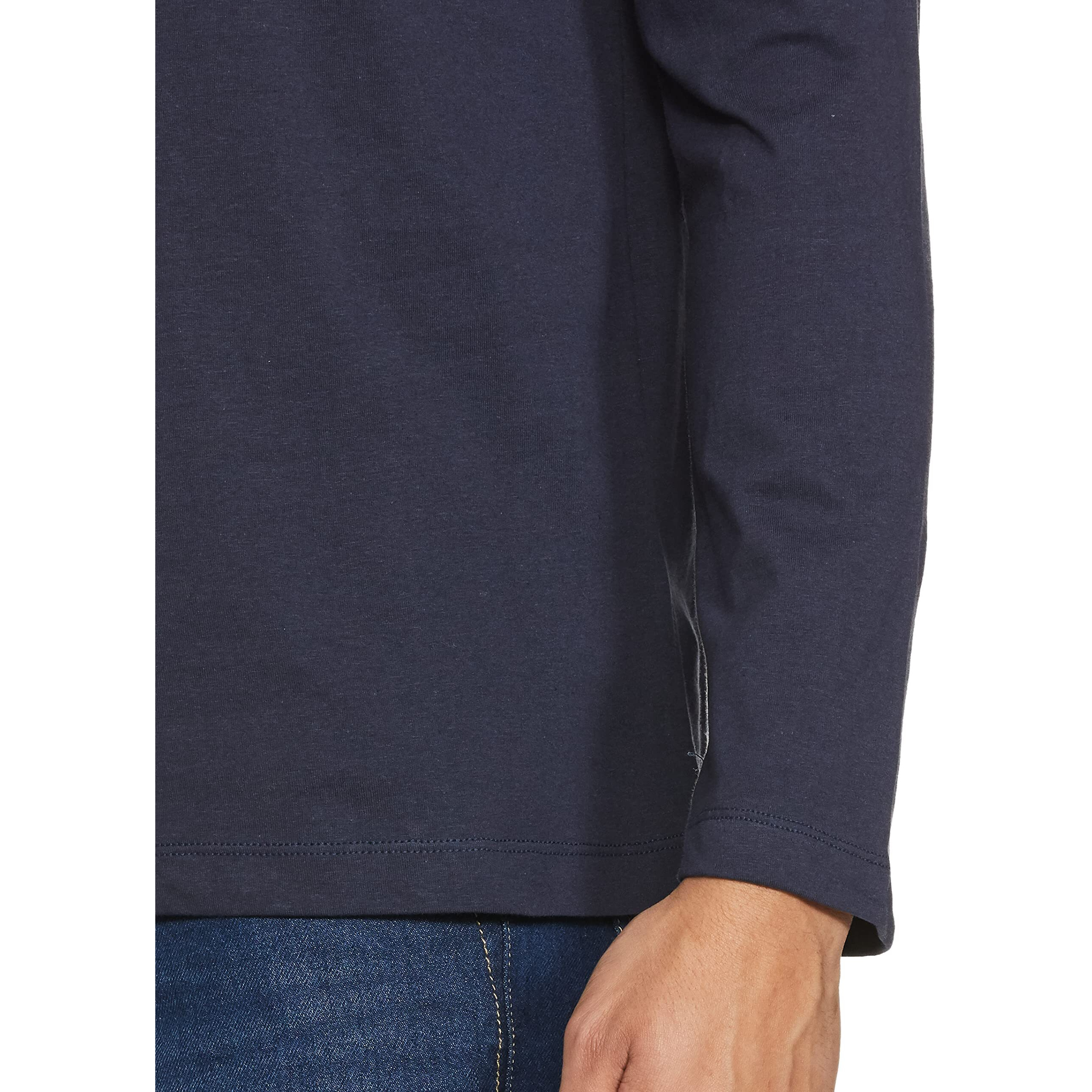 U.S. POLO ASSN. Men's Slim Fit Full Sleeve Round Neck T Shirts, L (USTSHS1383_Red_L)