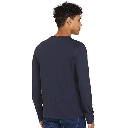 U.S. POLO ASSN. Men Full Sleeve Round Neck Slim Fit T Shirts, M (Ustshs1383_Navy Blue_M)