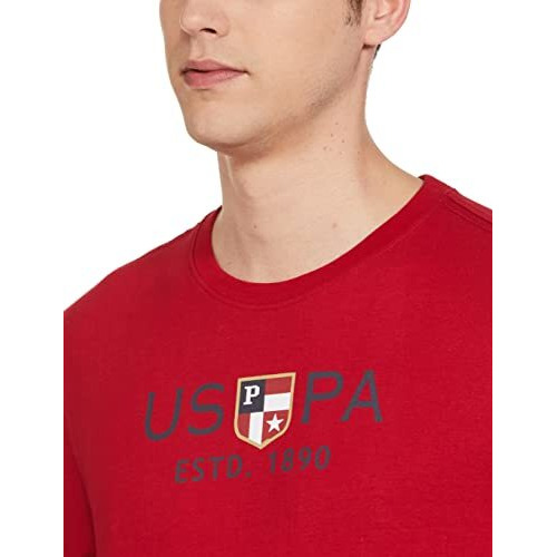 U.S. POLO ASSN. Men Full Sleeve Round Neck Regular Fit T Shirts, M (Ustshs1387_Yellow_Medium)