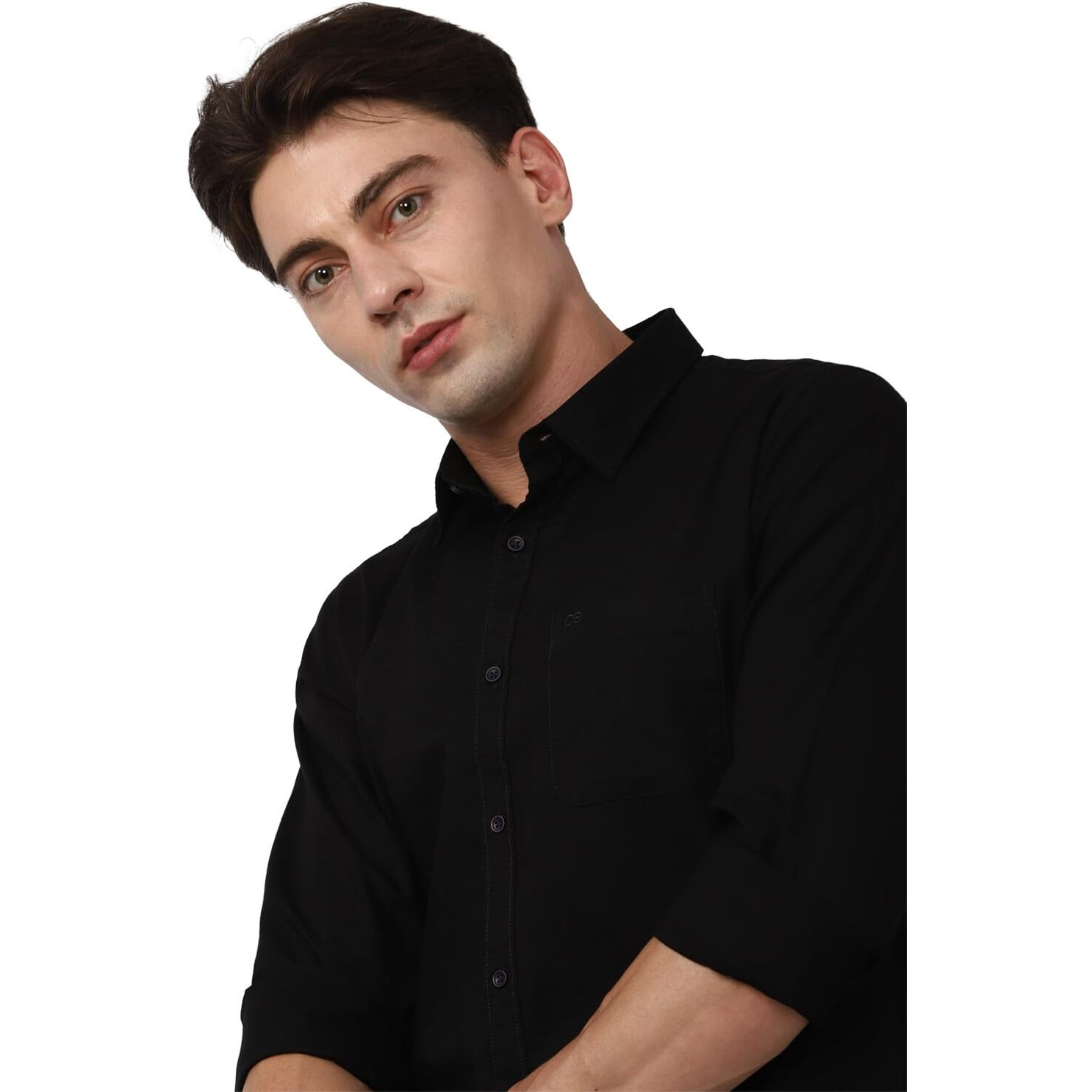 Peter England Men's Classic Slim Fit Full Sleeve Oxford Shirt | 100% Cotton Black