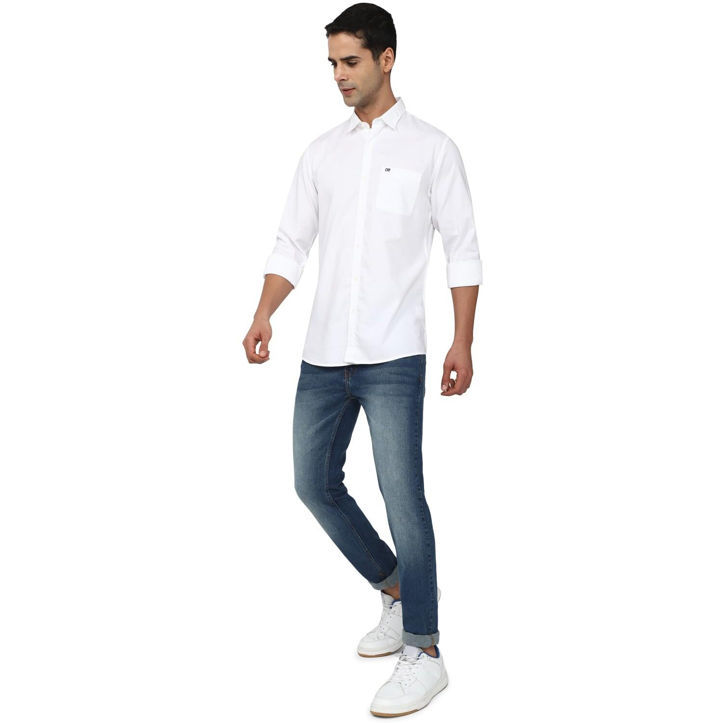 Peter England Men's Classic Slim Fit Full Sleeve Oxford Shirt | 100% Cotton White