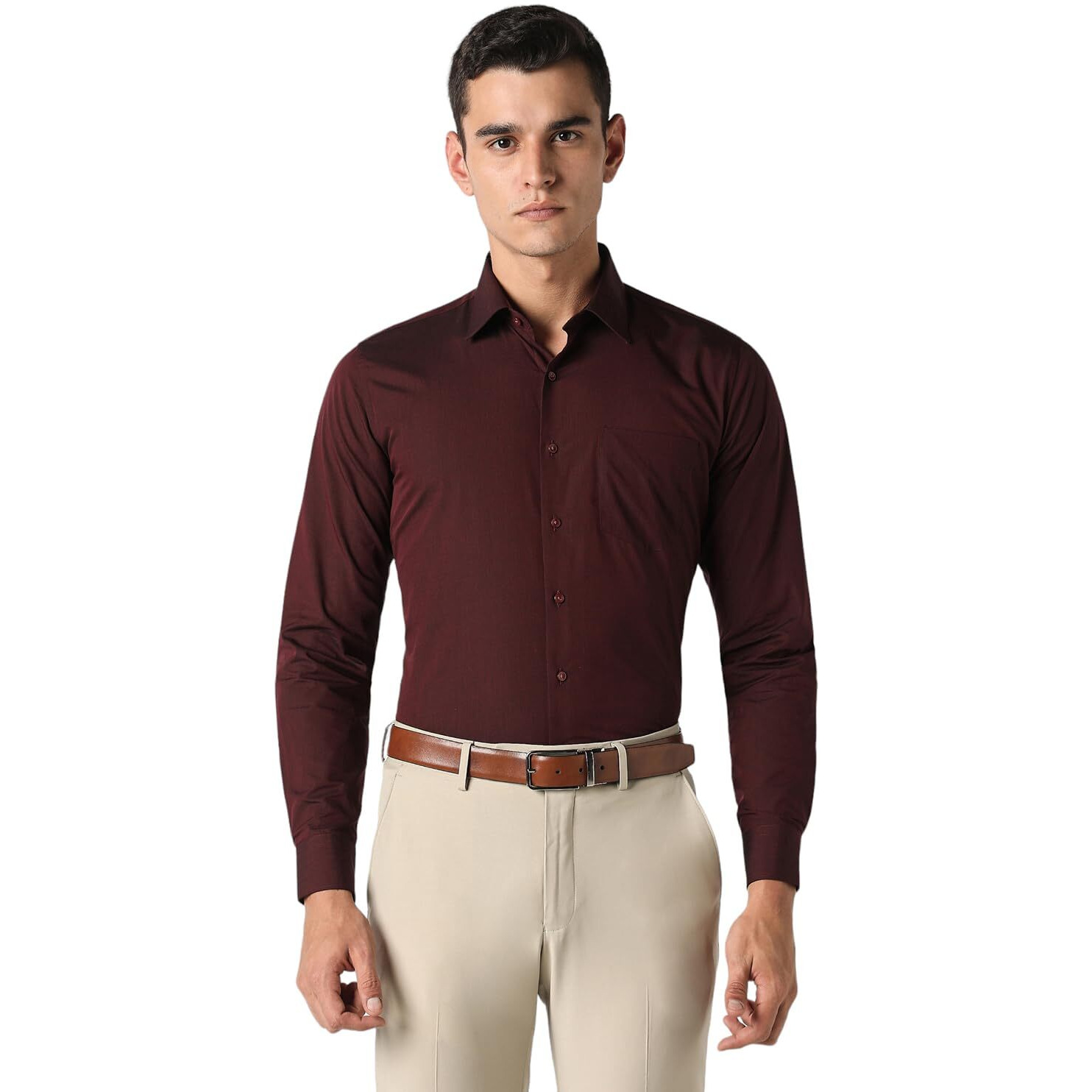 Van Heusen Men's Solid Slim Fit Formal Shirt (VHSFRSLBI59380_Multi 40)