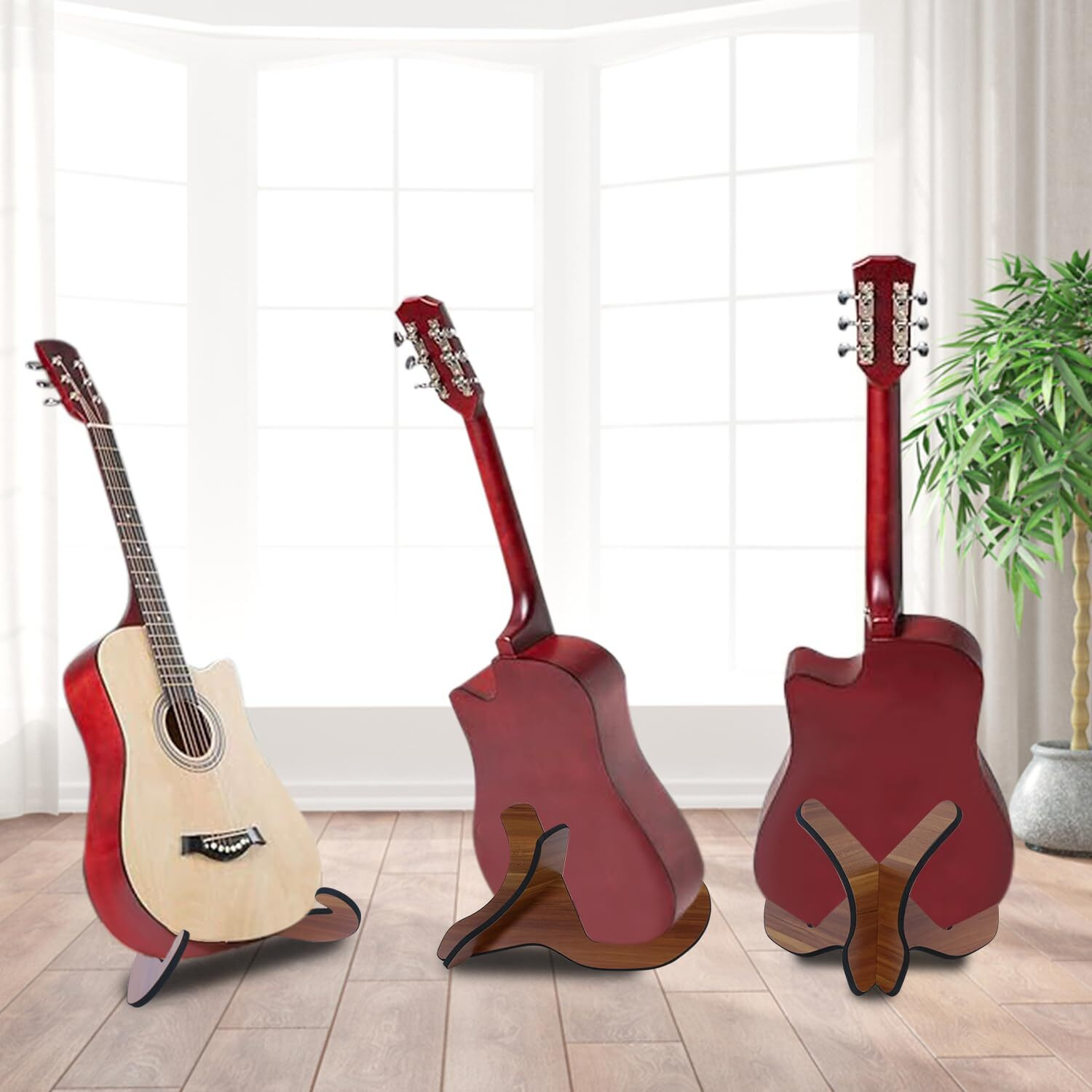 Juarez Guitar Stand Universal Wooden Guitar Stand X-Frame Style Portable Foldable String Instrument Holder with Soft Rubber Covering for Acoustic Classical Bass Guitars JRWGS500