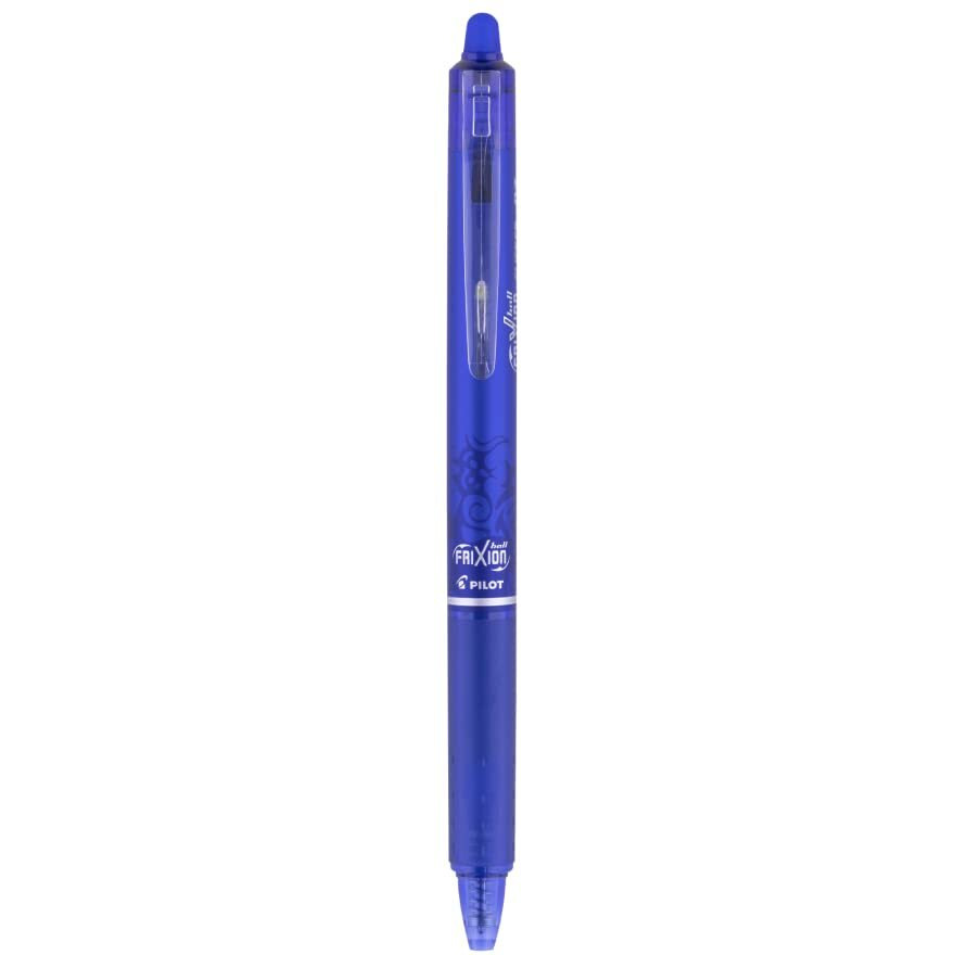 Pilot Frixion Clicker 0.7mm Fine Point Roller Ball Pen with Comfortable Dimpled Grip & Inbuild Eraser | Blue Ink, 1 pcs