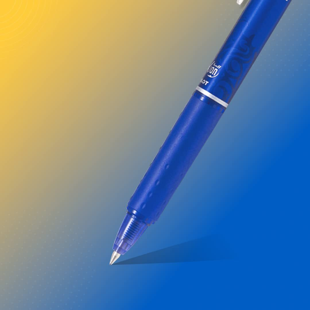 Pilot Frixion Clicker 0.7mm Fine Point Roller Ball Pen with Comfortable Dimpled Grip & Inbuild Eraser | Blue Ink, 1 pcs