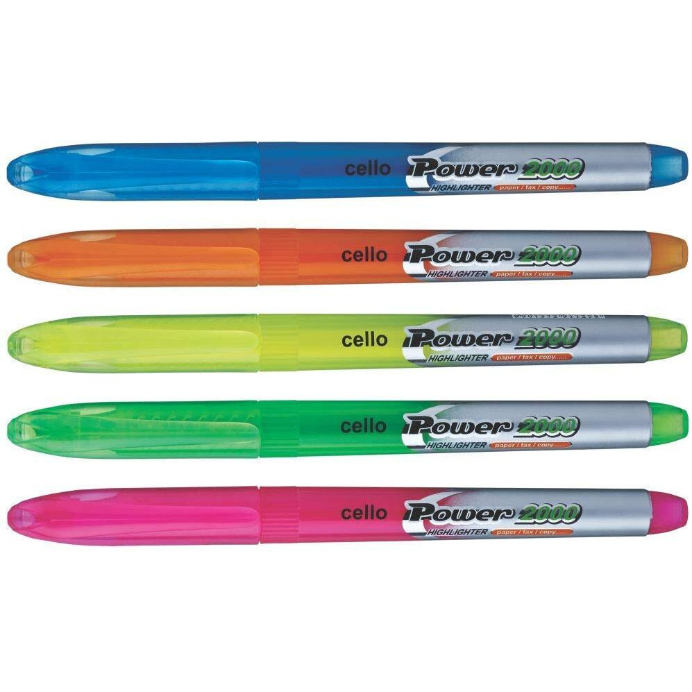Cello Power Line Highlighter - Pack of 10 (Multicolor)