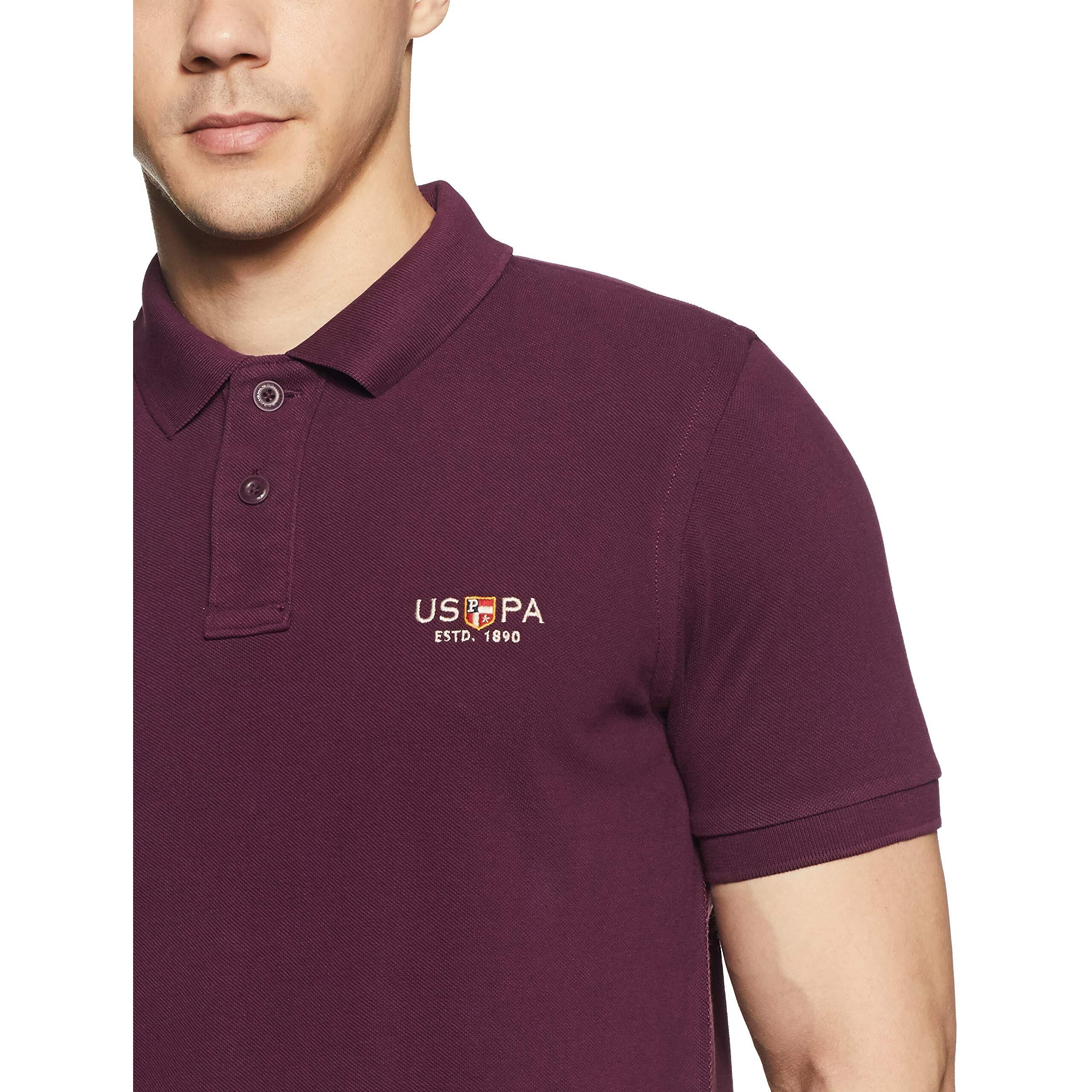 U.S. POLO ASSN. Mens Regular Fit Hs Polo Neck T-Shirts (Usts5801_Purple_L)