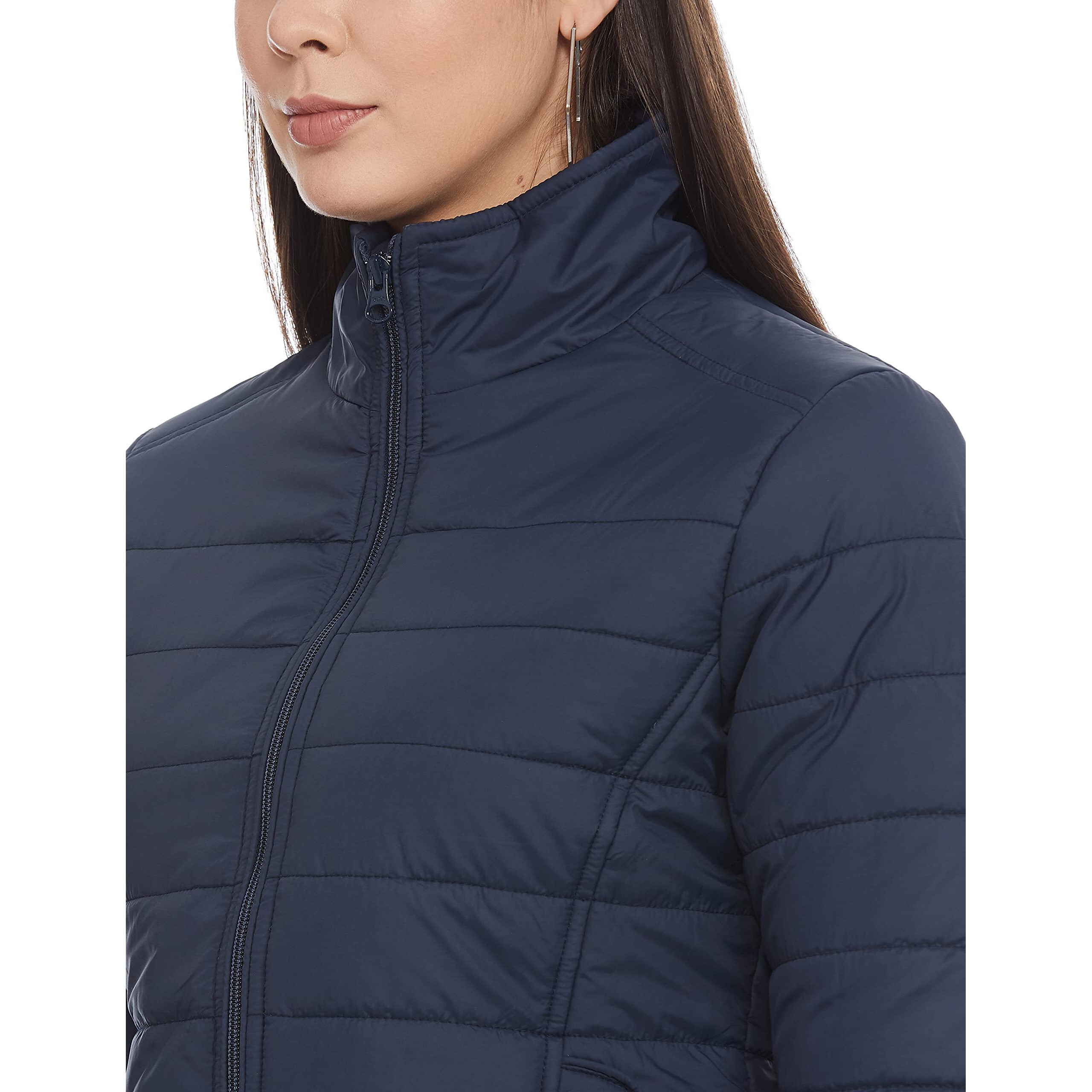 Qube By Fort Collins Nylon Women's Standard Length Parka Coat (24702 Smu_Navy Blue_Xl)