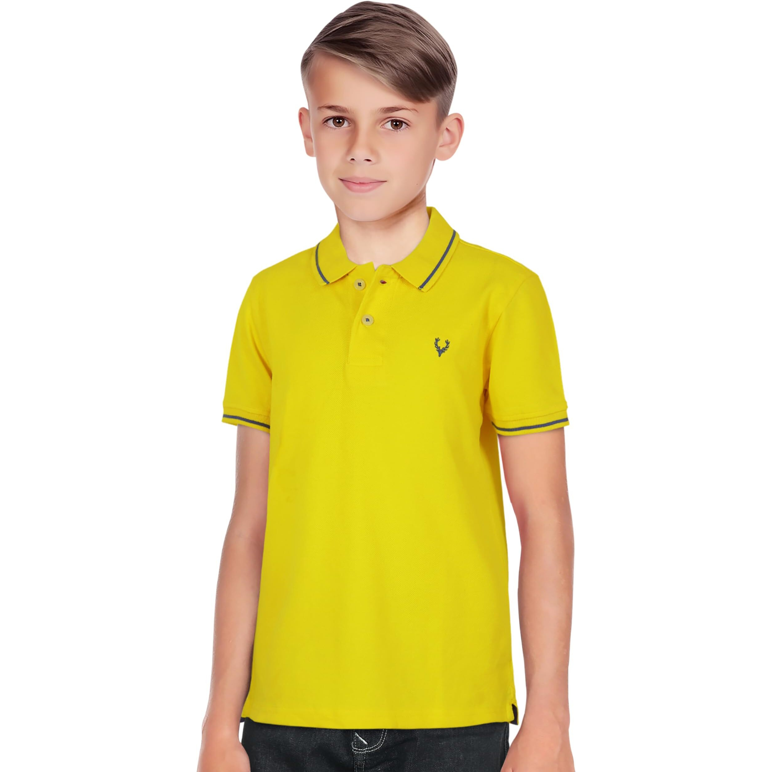 Allen Solly Junior Boys' Plain Regular Fit T-Shirt (AKBTS5182152_Yellow_11-12 Years)