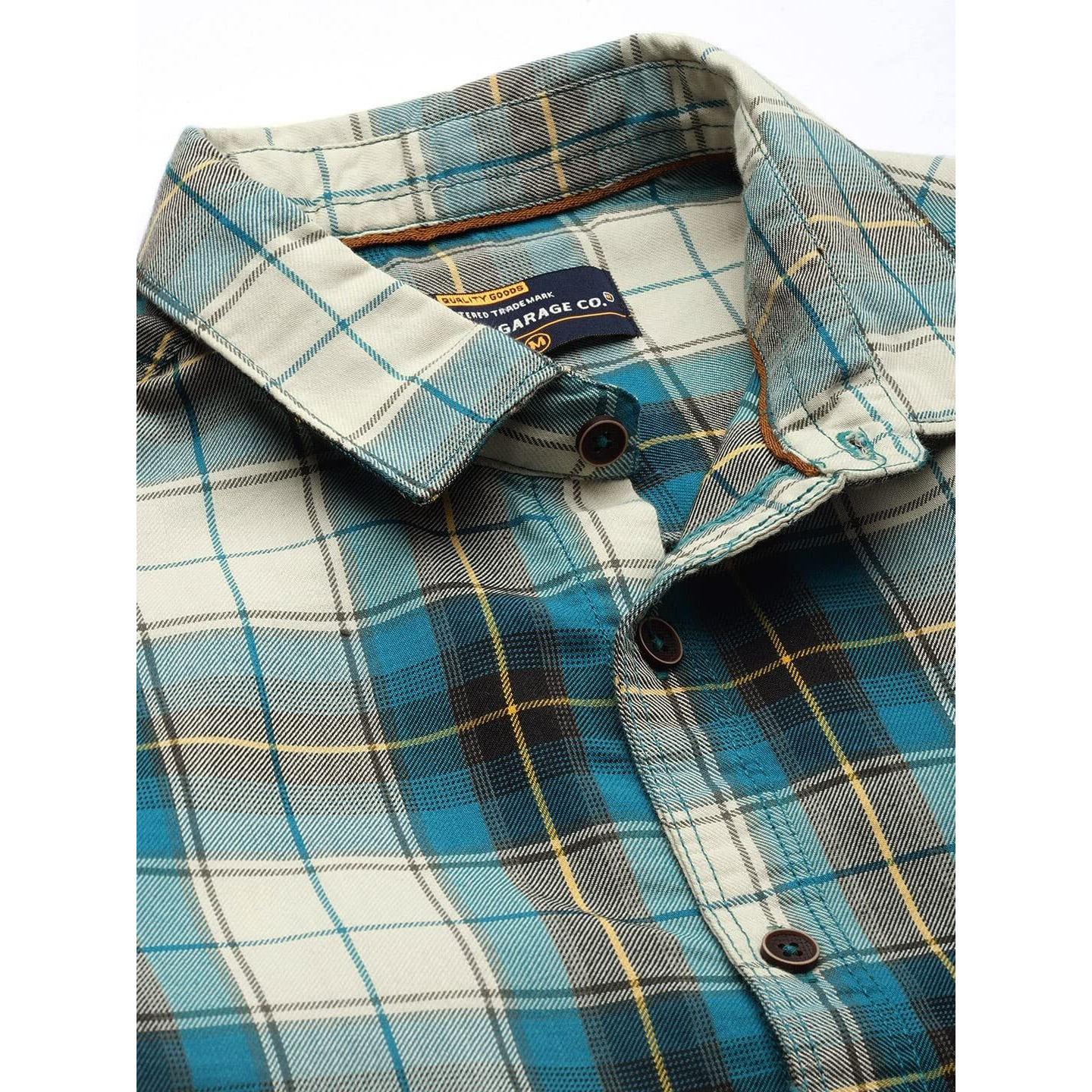 The Indian Garage Co Men's Checkered Slim Fit Shirt (1221-SH151-32_Green & White 2XL)