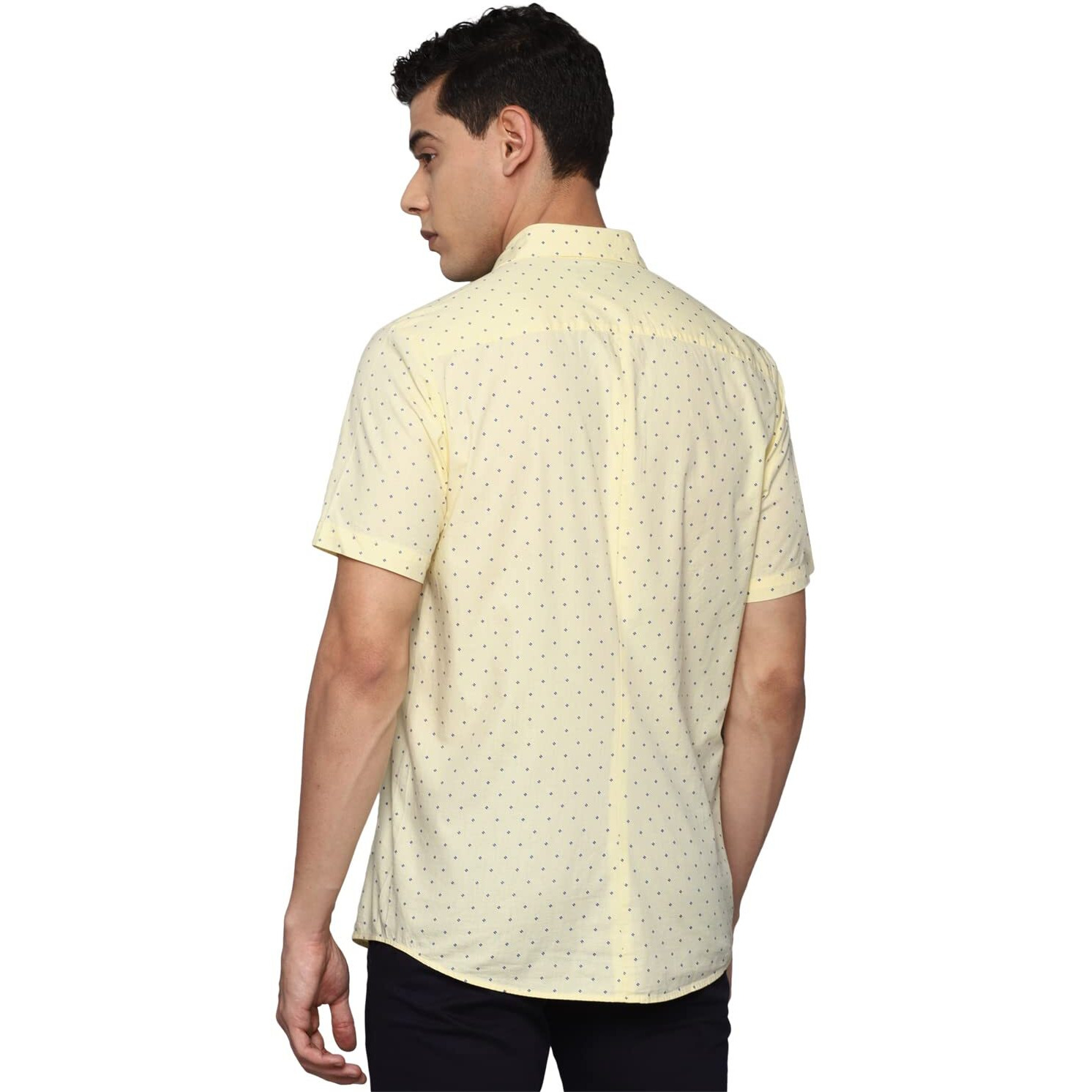Allen Solly Men's Animal Print Slim Fit Shirt (ASSHQSPFK02900_Yellow 38)