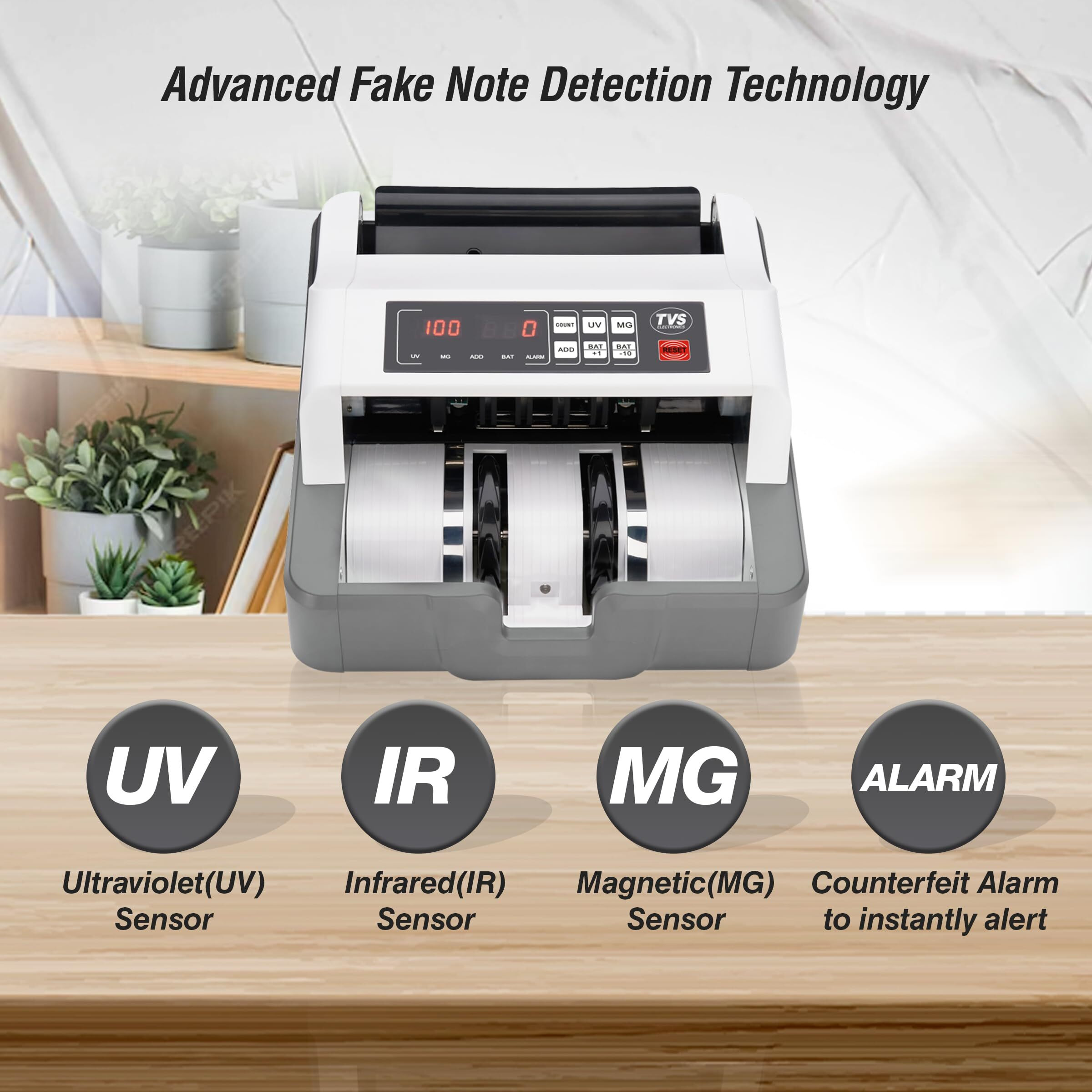 TVS ELECTRONICS 232 Classic Heavy-Duty Note Counter | Fully Automatic Money Counting Machine | 1200 Notes/Min Speed | Mg, UV & IR Fake Note Detector | Compatible with New & Old Currency Counter
