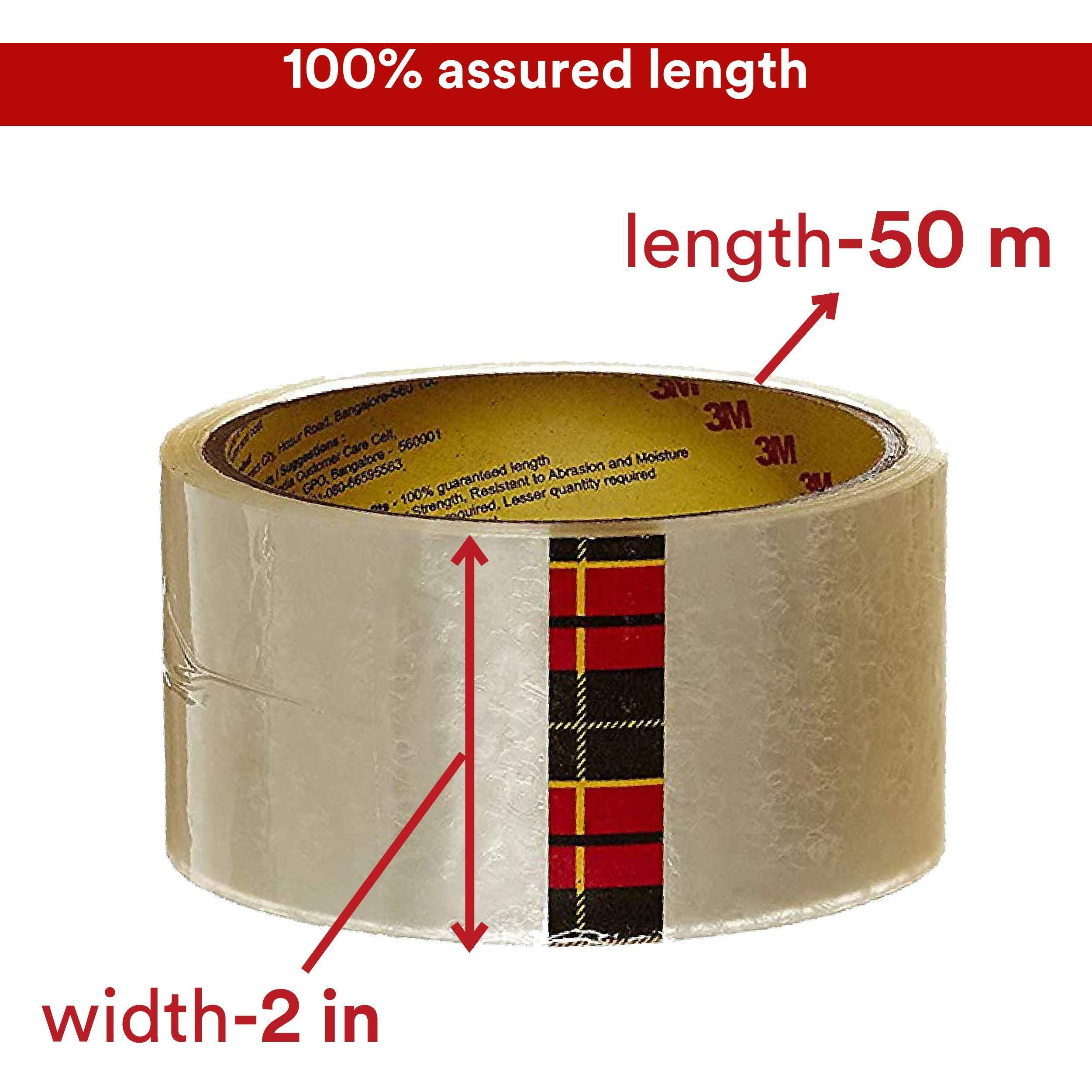 3M Scotch BOPP Packaging Clear Tape (Transparent) | 48mm x 50 Meter | Pack of 2 | for Packaging, Decorating and DIY