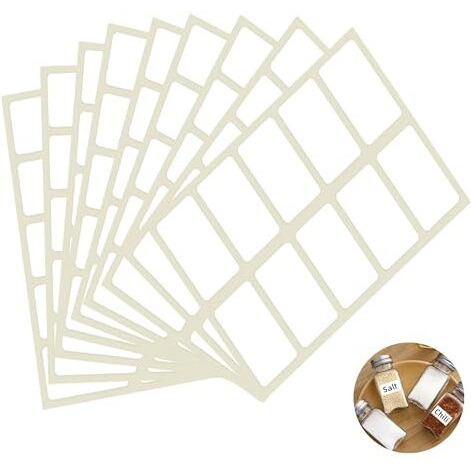 GLUN 200 Pcs Waterproof Pearl White Vinyl Stickers(No Residue) for Mason Jars Glass Bottles, Decals Craft, Kitchen Jar Labels Bottle Stickers 25x50mm