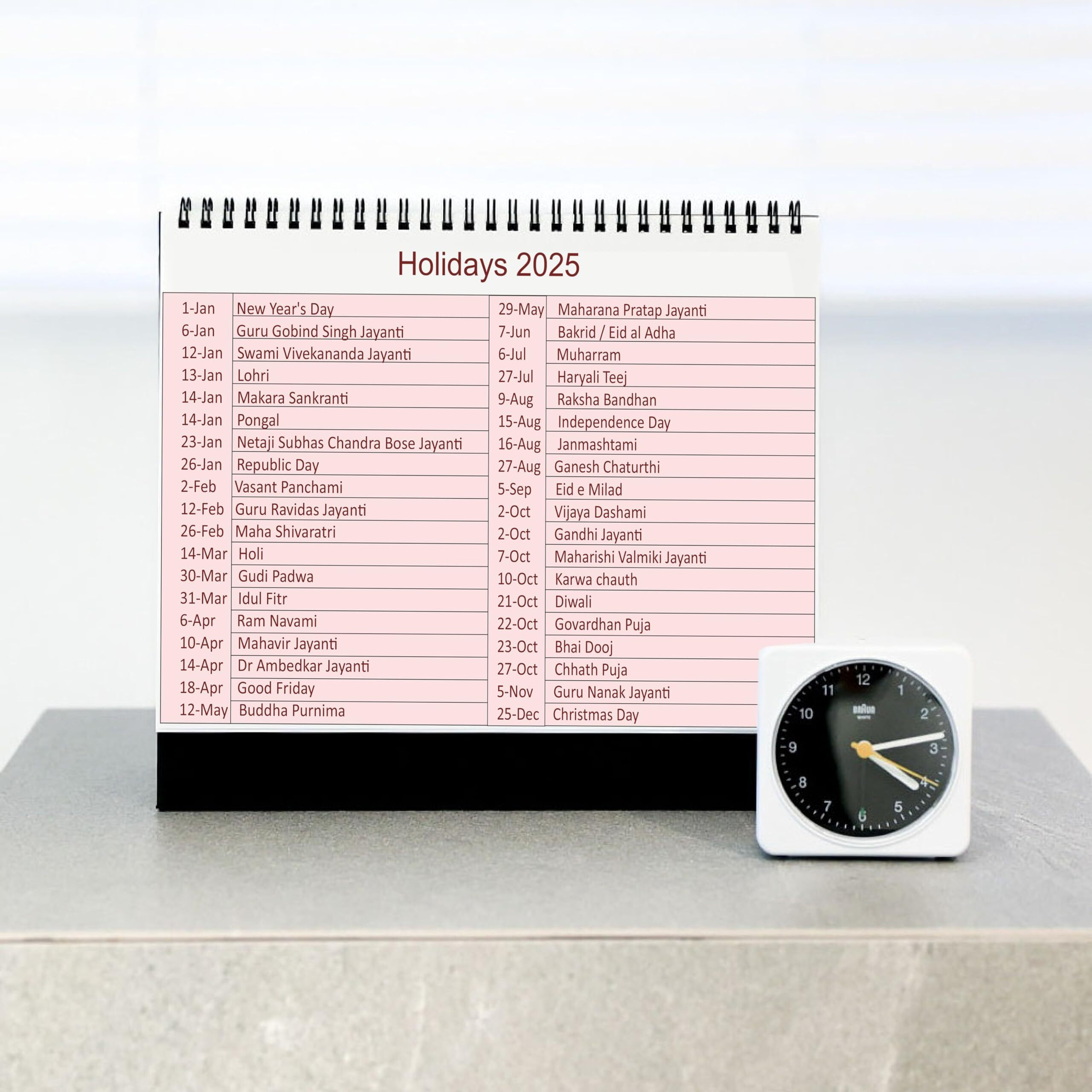 Accuprints Desk Calendar 2025-Size 5.8 x 8.2 inch Standing Desk Calendar, Office Calendar, Flip Desktop Calendar