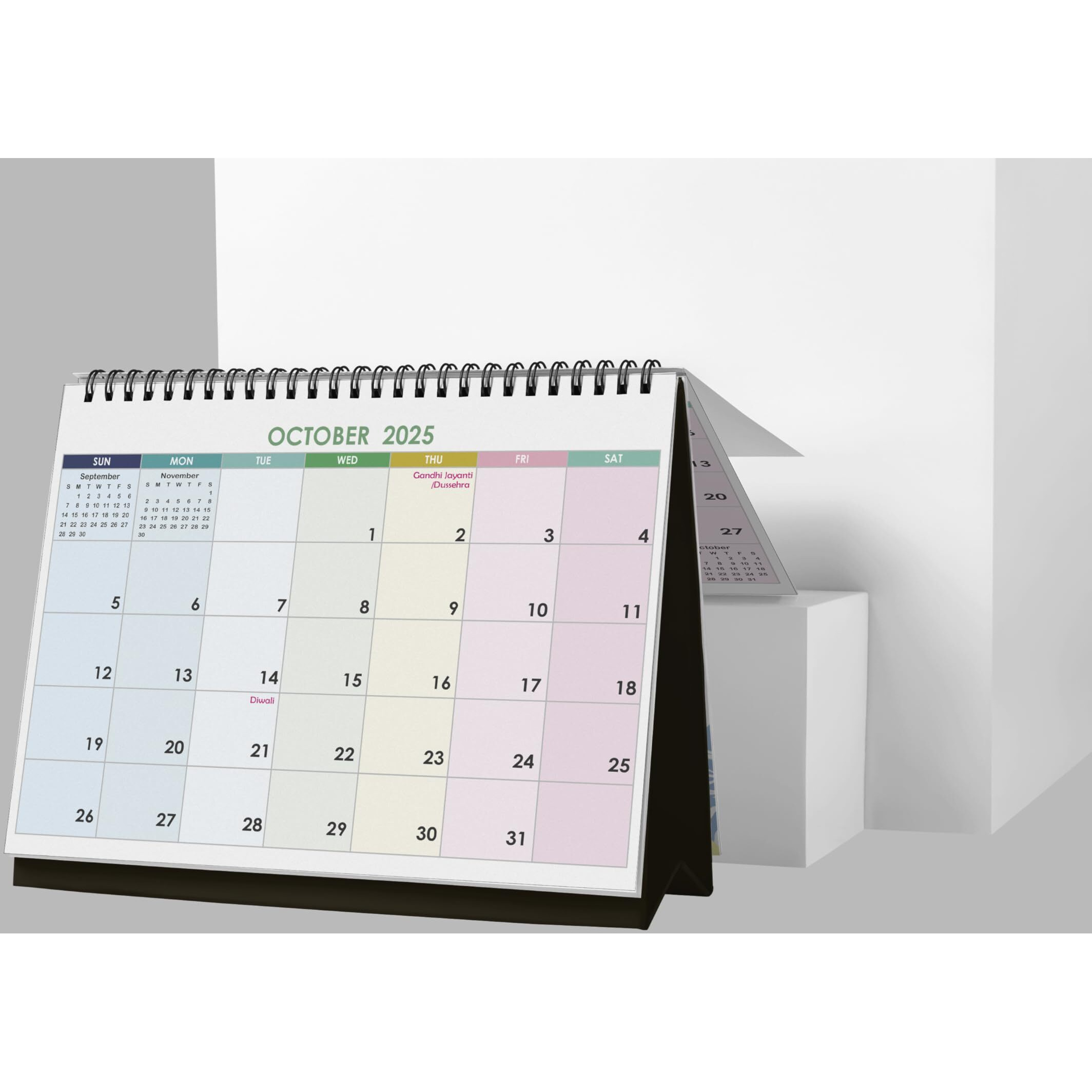 Accuprints Desk Calendar 2025-Size 5.8 x 8.2 inch Standing Desk Calendar, Office Calendar, Flip Desktop Calendar