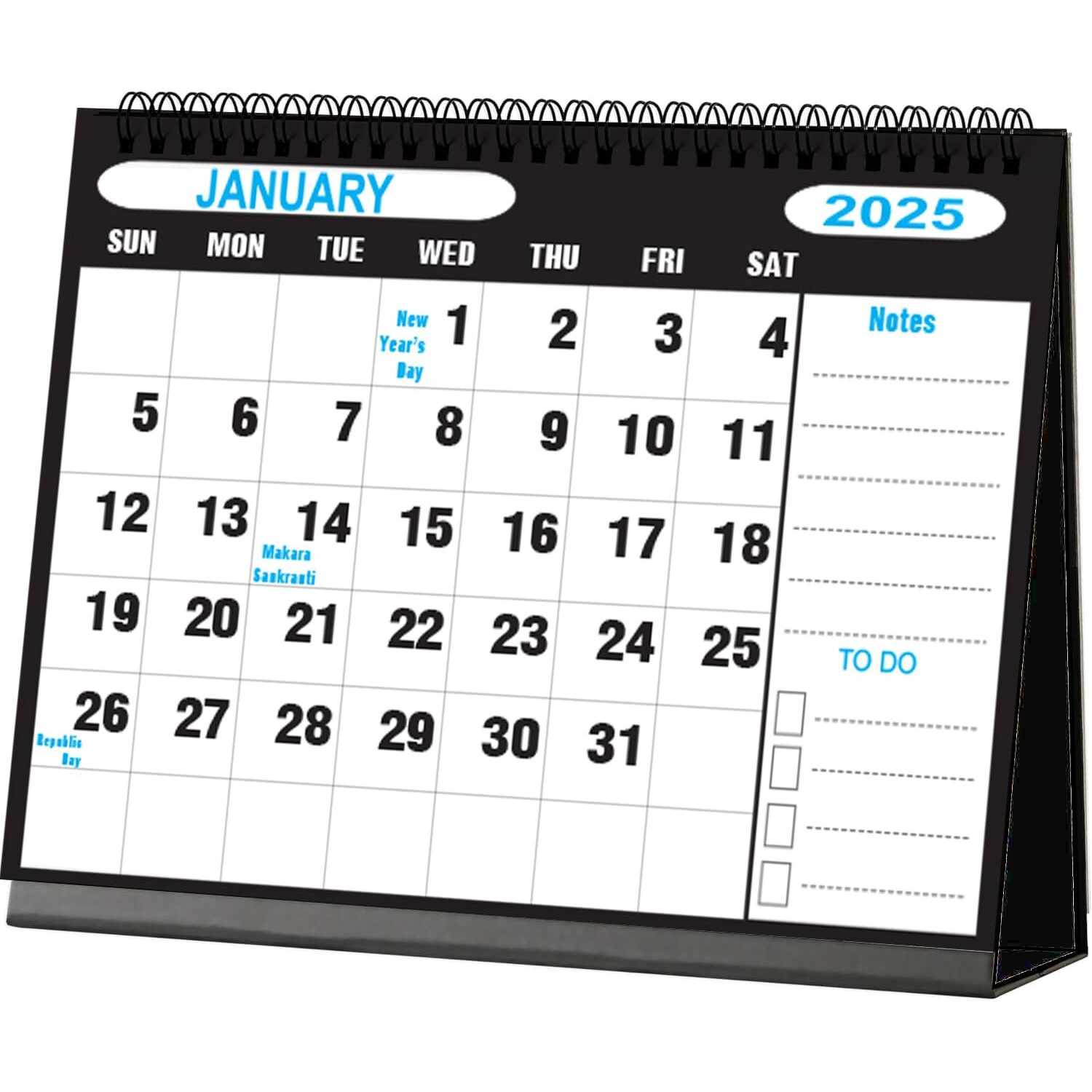 AccuPrints 2025 -Size 5.8 by 8.2 inch Offices Desk Calendar Large Dates with Space for Marks/Notes-Blacl Color