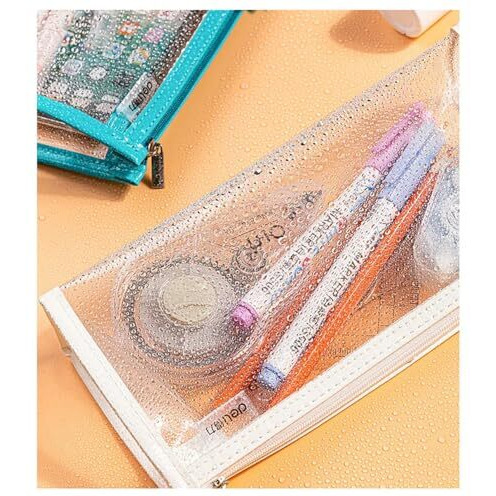 GLUN Stationary Transparent Pouch with Zipper Closing for Girls & Boys, Pouch for School, Collage, Office, Cosmetic Use Bag for Women, Multi-Purpose Bag