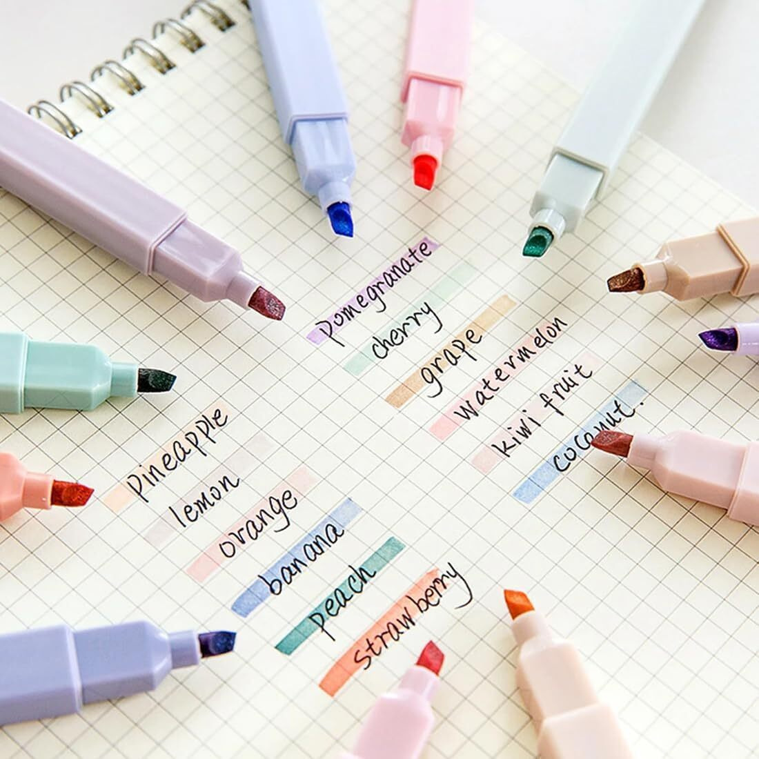 SHUTTLE ART 12Pcs Aesthetic Cute Highlighters Bible Pastel Highlighters and Pens no bleed Highlighters for School Supplies and Office Journal DIY Home (Two Side Highlighters Pen)