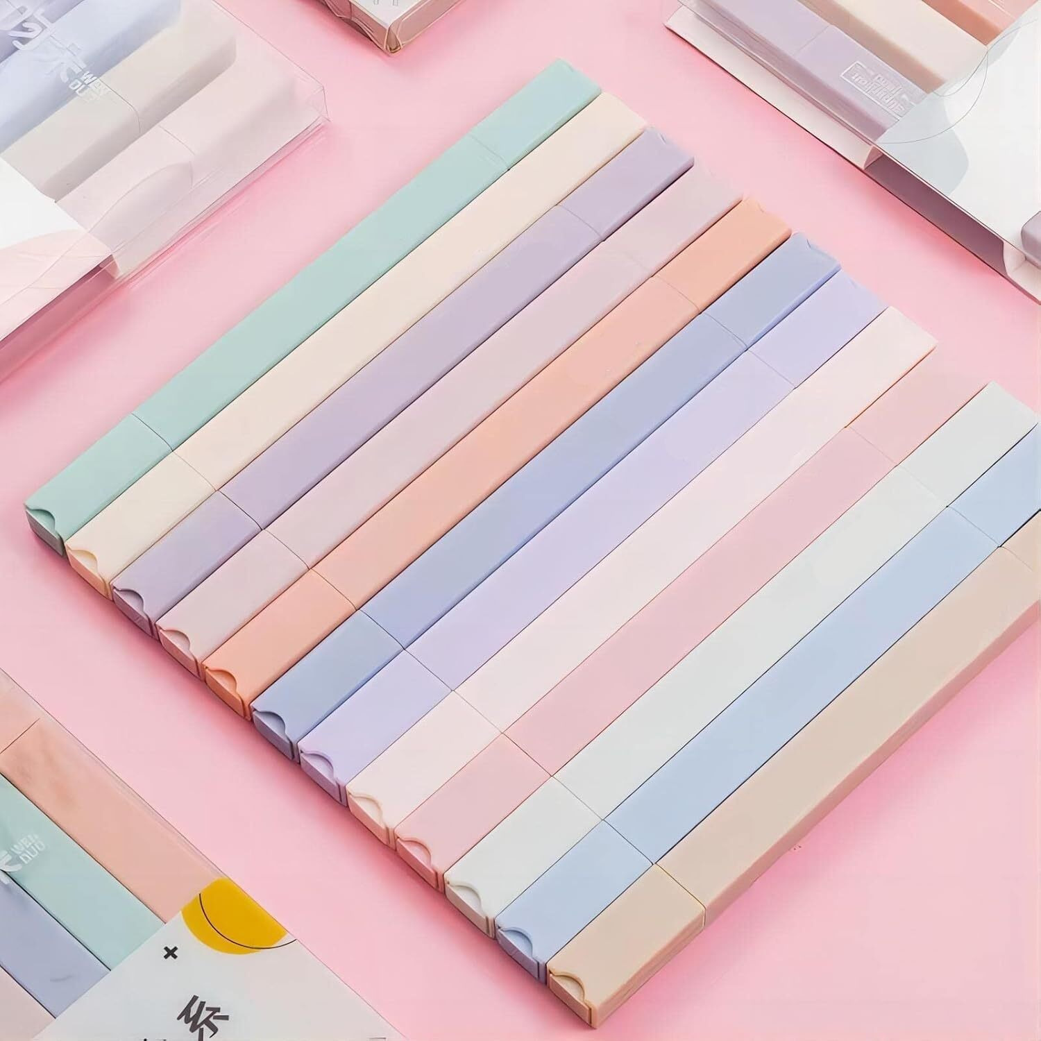 SHUTTLE ART 12Pcs Aesthetic Cute Highlighters Bible Pastel Highlighters and Pens no bleed Highlighters for School Supplies and Office Journal DIY Home (Two Side Highlighters Pen)