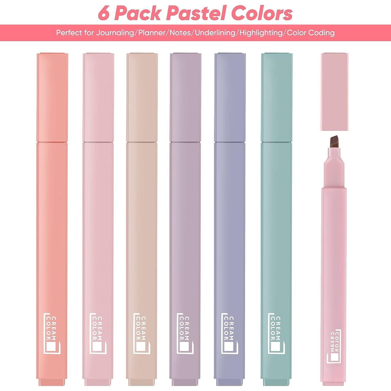 UCRAVO Aesthetic Cute Highlighters Bible Highlighters and Pens No Bleed, highlighter pen, Mild Soft Chisel Tip Pastel Highlighters Marker Pens for Journaling Note Taking School Stationary Supplies