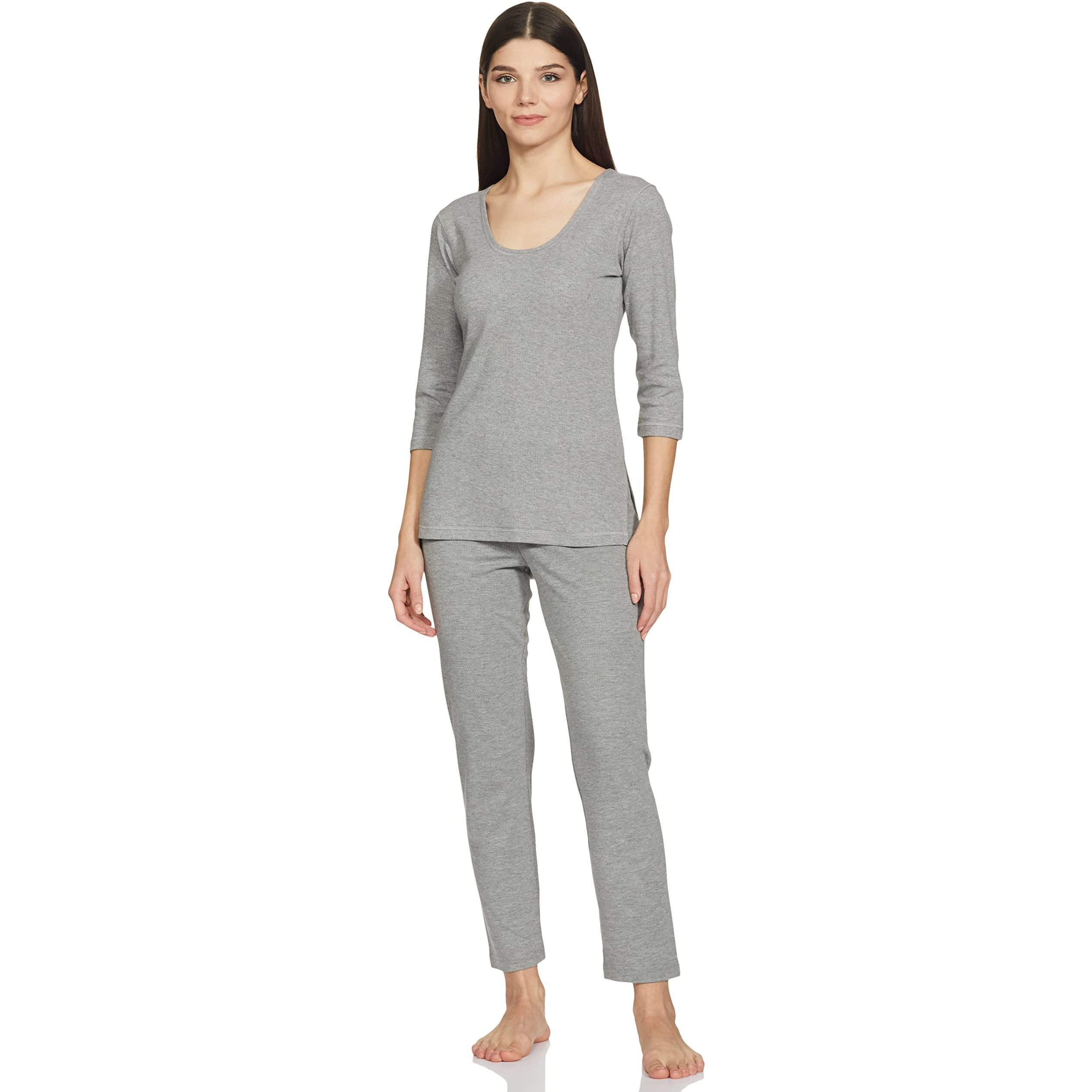 Amazon Brand - Symbol Women's Casual Slim Thermal Set (SB-AW21-THSET_Light Grey_S)