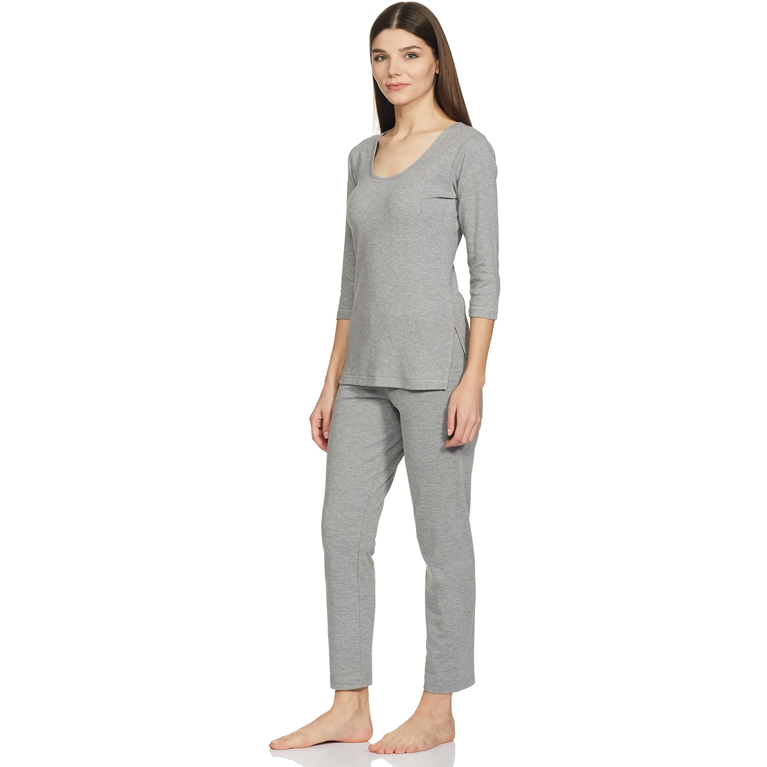 Amazon Brand - Symbol Women's Casual Slim Thermal Set (SB-AW21-THSET_Light Grey_S)