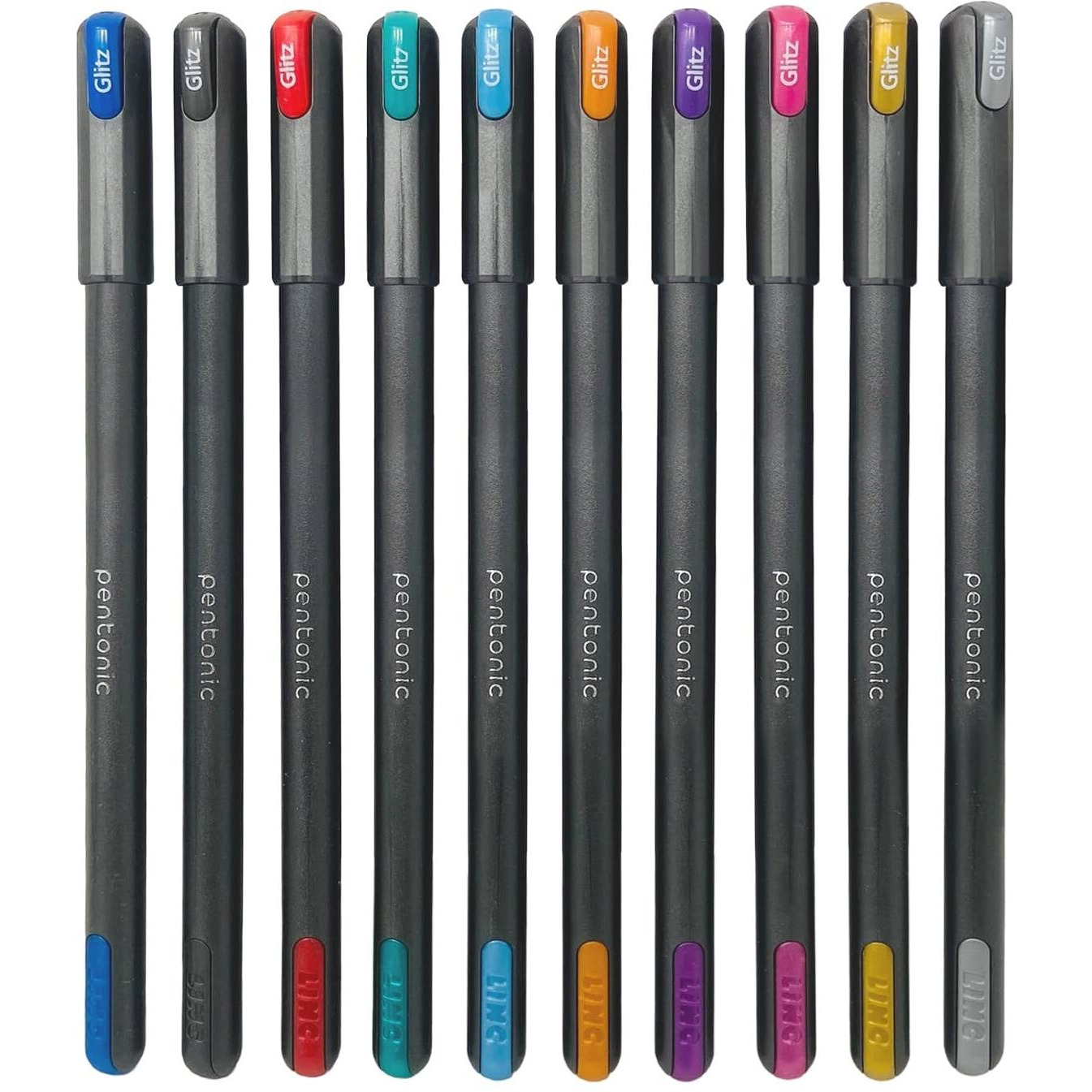 Pentonic Glitz 1.0 mm Multicolor Glitter Gel Pen | Multicolor Ink, Set Of 10 Pcs