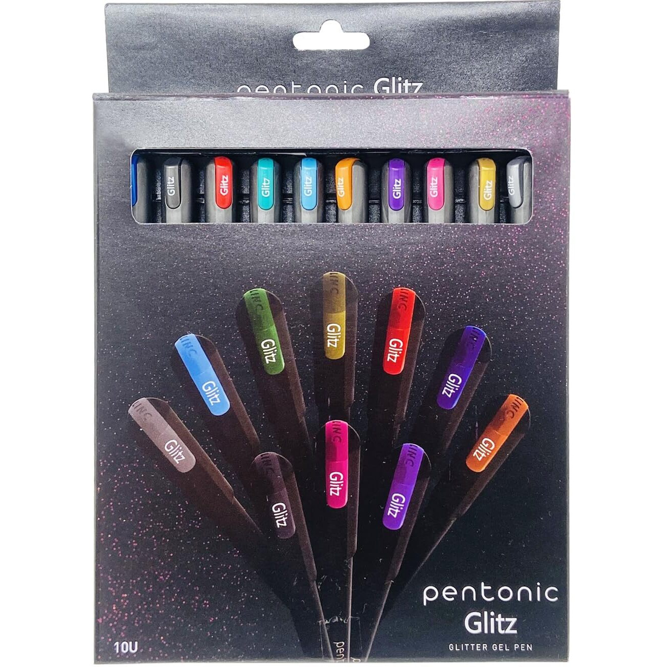 Pentonic Glitz 1.0 mm Multicolor Glitter Gel Pen | Multicolor Ink, Set Of 10 Pcs