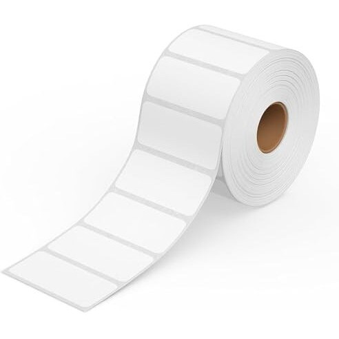 GLUN 50x25 Direct Thermal Barcode Label Sticker - 2 x 1 inch - 50mm x 25mm - 1000 Labels Per Roll - White Self Adhesive Sticker for Printing Barcoding (1 Roll per Pack (1000 Labels))